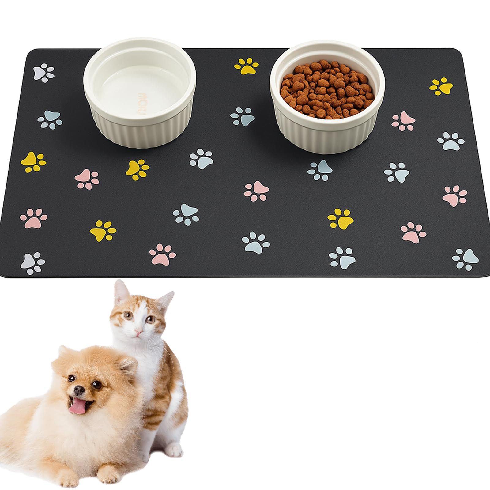 Ledander Napfunterlage Futtermatte für Hunde & Katzen – Diatomit Napfunterlage, rutschfest, 1-St., saugfähig & schnell trocknend für Haustiere