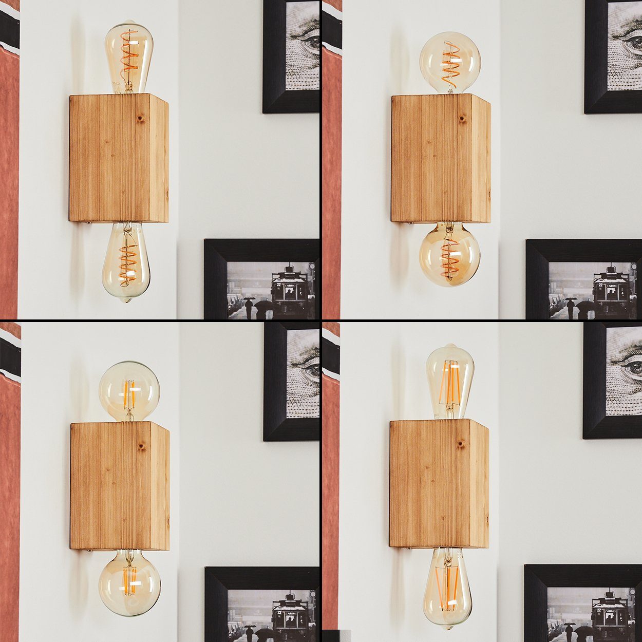 hofstein Wandleuchte »Poggiodomo« Wandlampe aus der in ohne Lichtspiel Holz Leuchtmittel, mit Wand, Natur an 2xE27