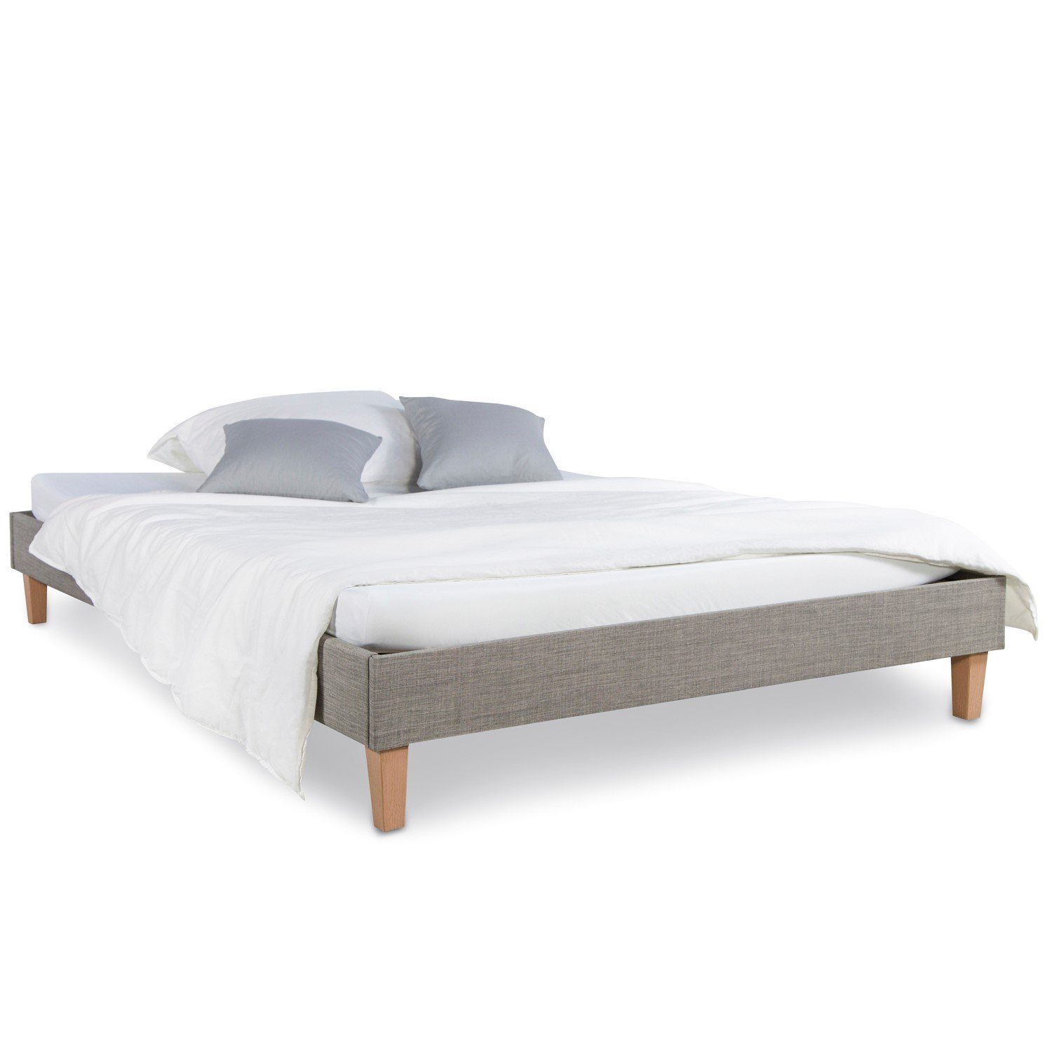 Homestyle4u Polsterbett »Doppelbett 120x200 Matratze Lattenrost Grau Bett«