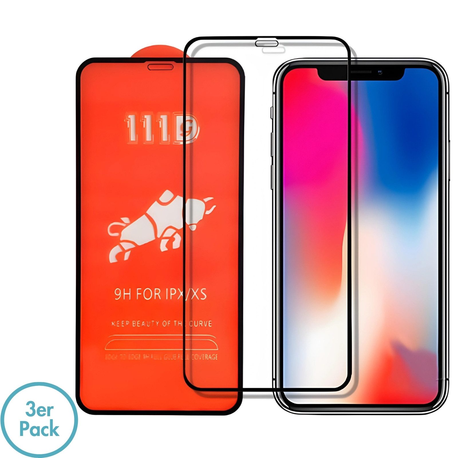 MonkeyTEC Displayschutzglas Apple iPhone XS Max Panzerglas Anti-Fingerprint 3x für Apple iPhone, Komplettset, 3 Stück, Panzerglas, 9H, Anti-Fingerprint