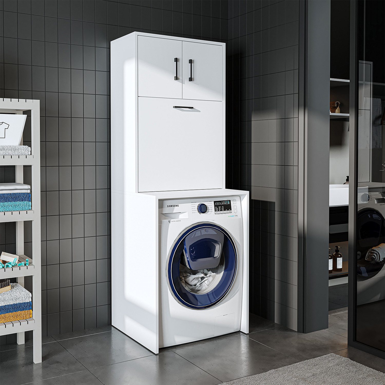 Roomart Waschmaschinenumbauschrank Luna (Weiß •Weiß-Eiche •Eiche •Anthrazit günstig online kaufen