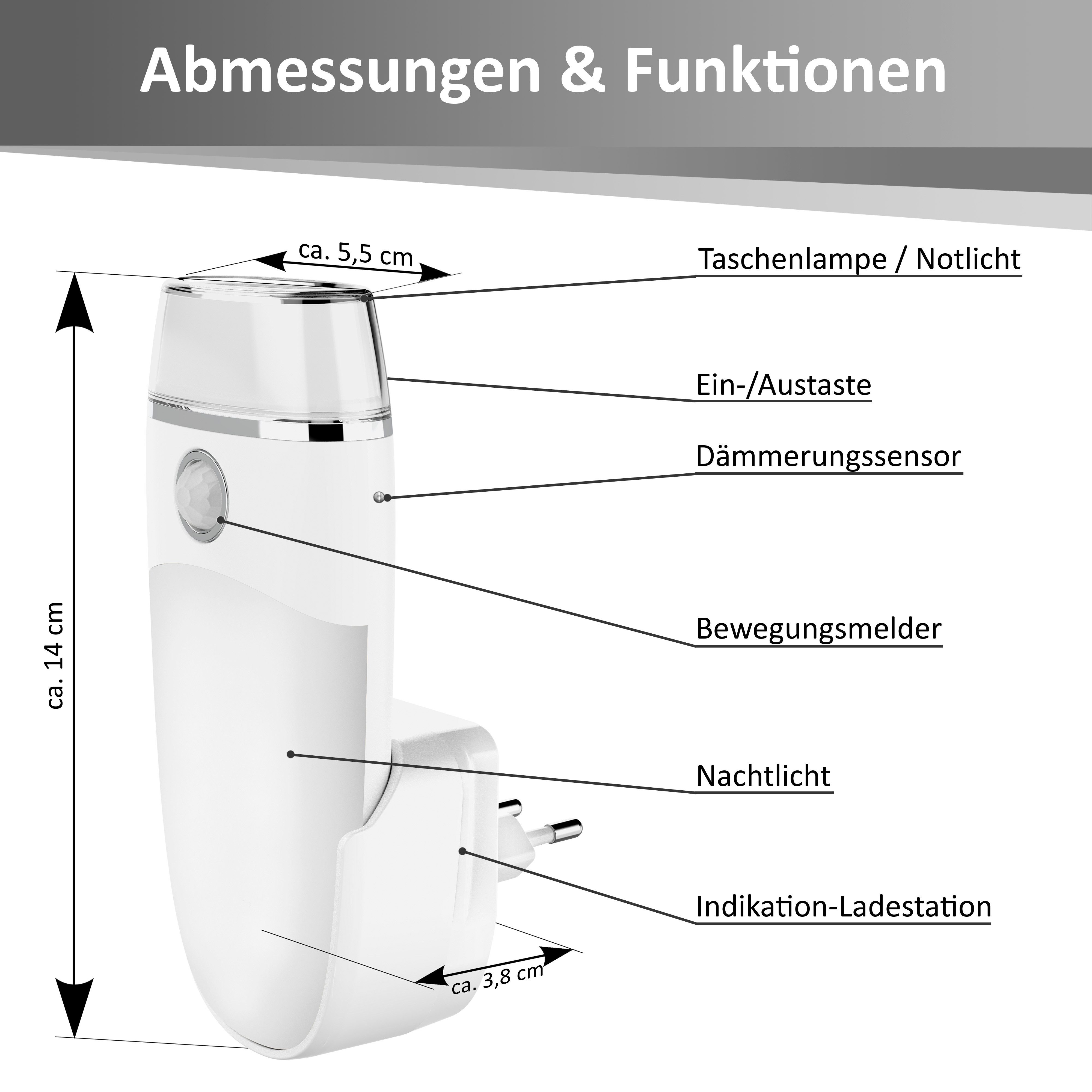 Northpoint Bewegungsmelder LED Orientierungsleuchte 2er-Set Induktionsladung & Notlicht