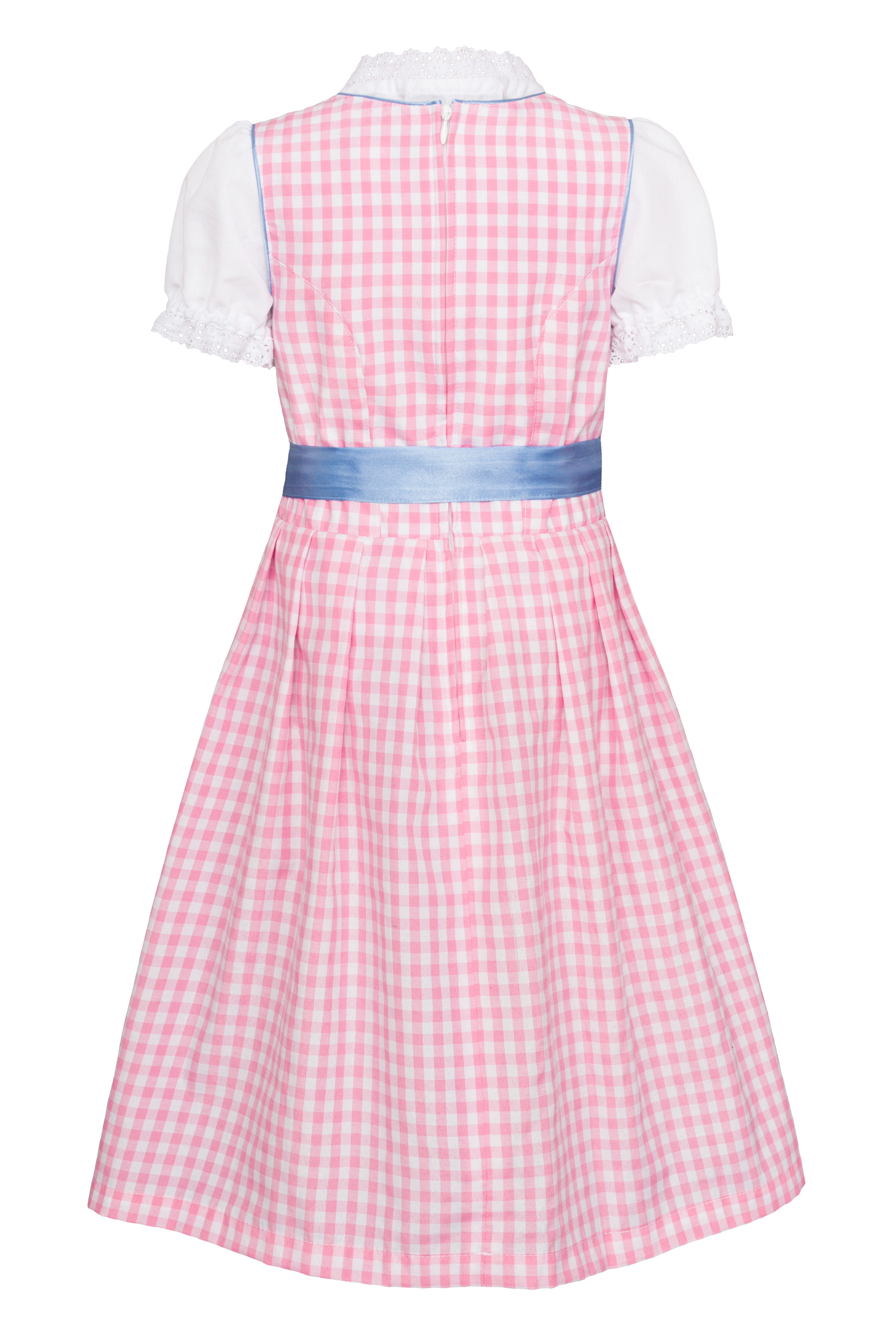 Ramona Lippert Dirndl Mia kariert rosa blau Kinderdirndl für Mädchen mit Bluse