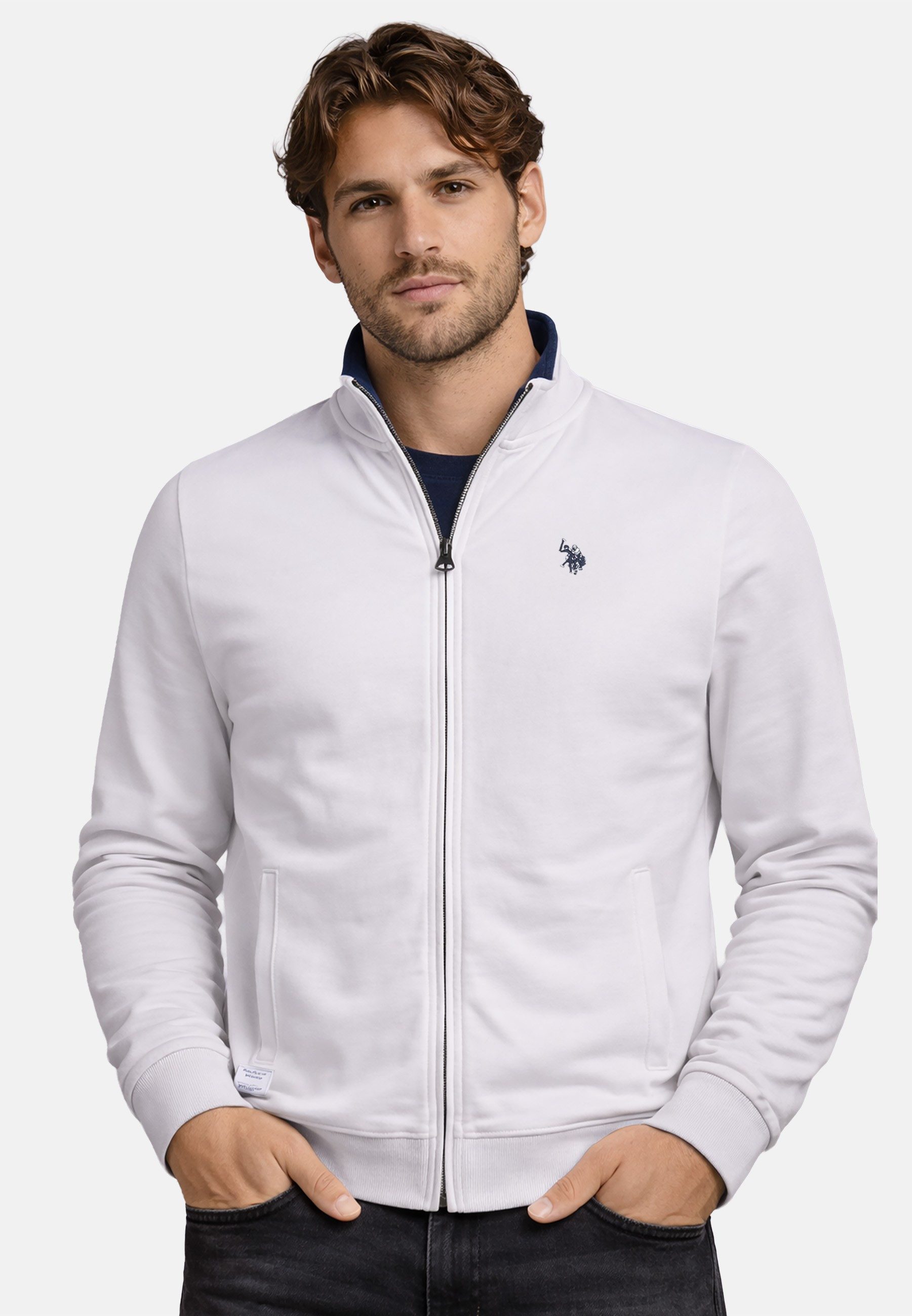 U.S. Polo Assn. Sweatjacke USBraady – Herren Jacke mit Stehkragen Sportlicher Stehkragen, Reißverschluss, seitliche Taschen