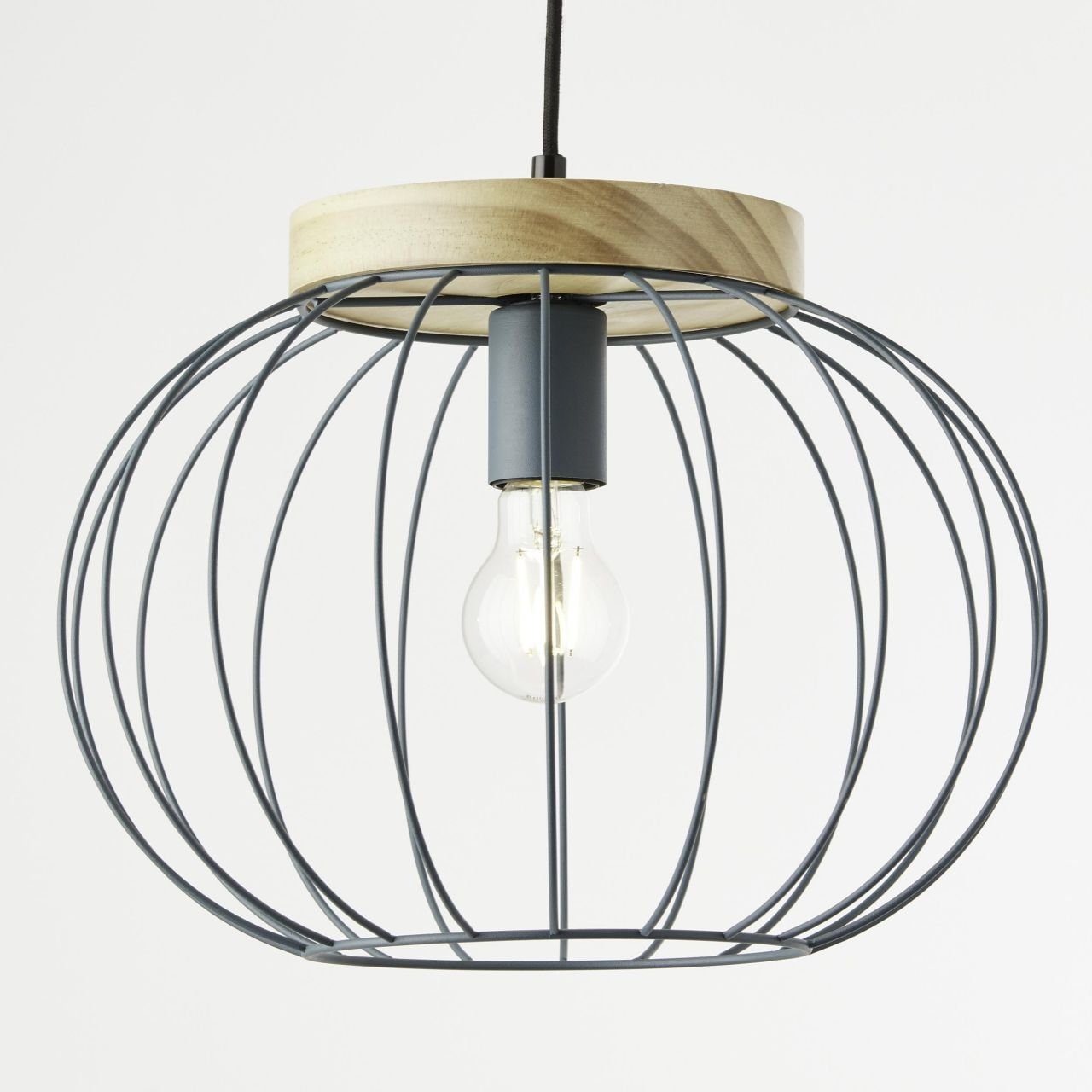 Brilliant Pendelleuchte Sorana, ohne Leuchtmittel, Hängeplampe, 130 cm Höhe, Ø 35,5 cm, E27, kürzbar, Metall/Holz