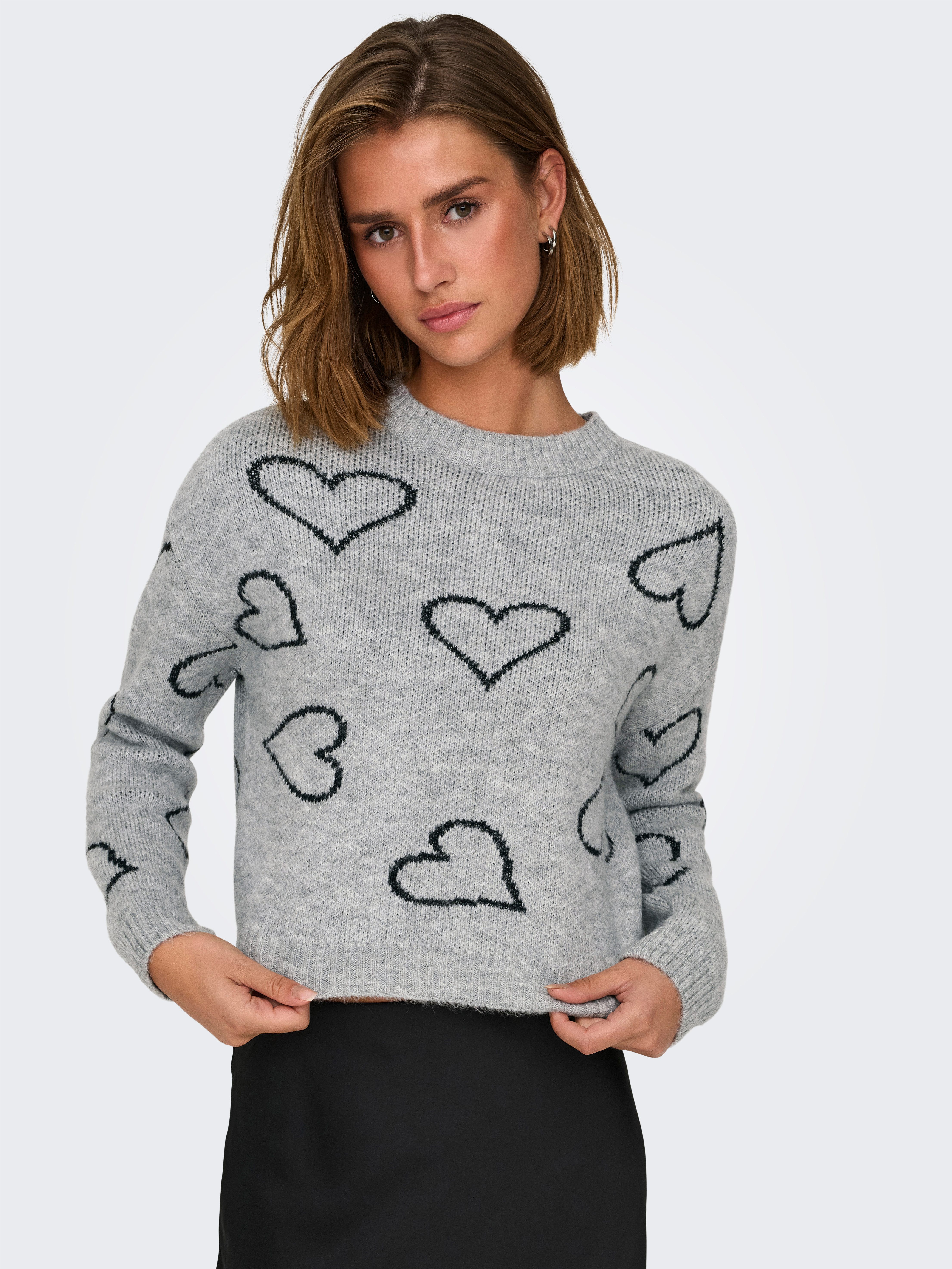 ONLY Rundhalspullover ONLHAPPIE LS HEART O-NECK günstig online kaufen