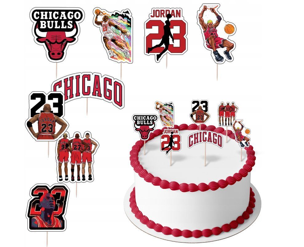 Tortenstecker Chicago Bulls Topper Set 8 Stk Geburstag Torten Deko Kuchen Junge