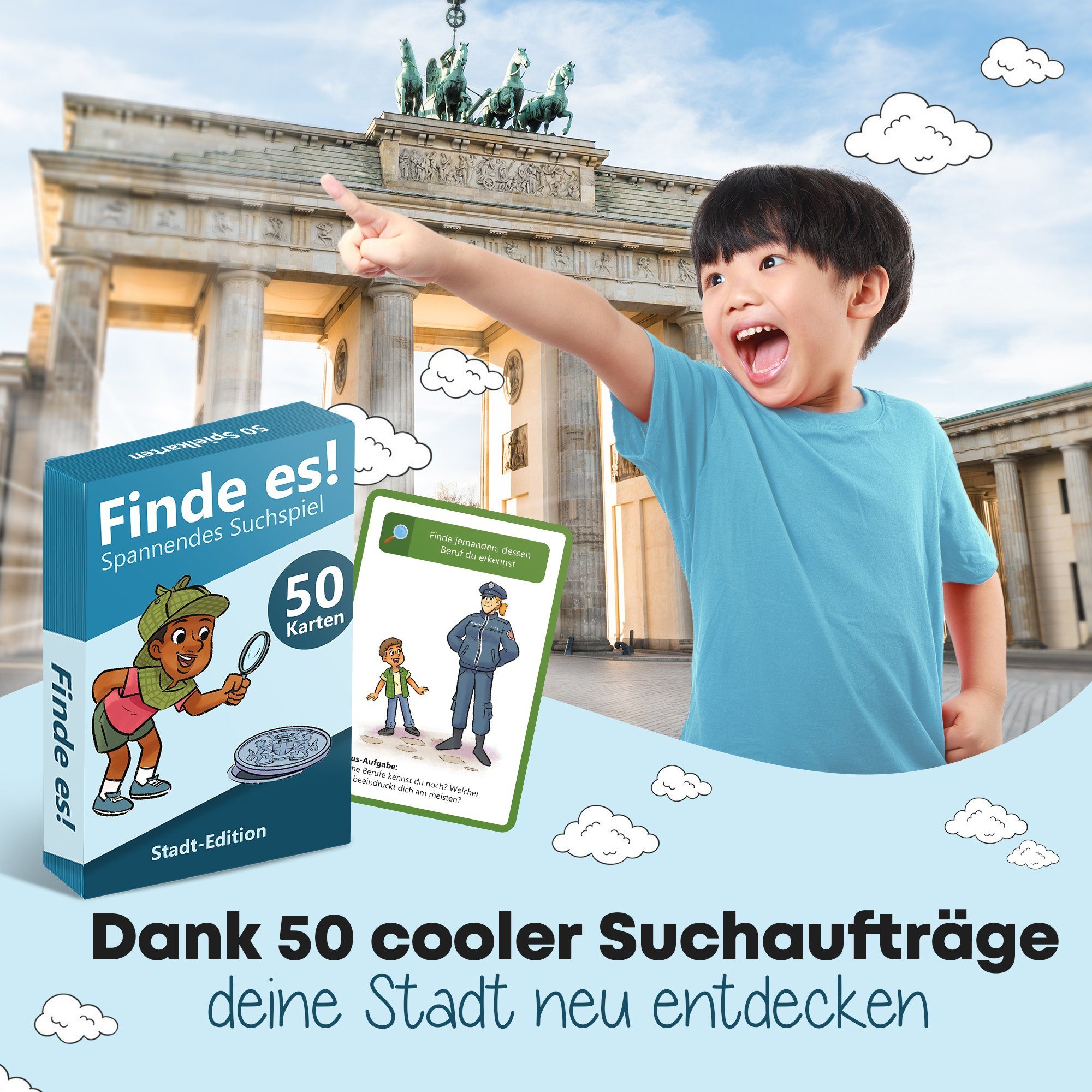 GLÜCKSWOLKE Spiel Outdoor & Indoor Schatzsuche für Kinder I Entdecker Spielzeug, Finde es I Deine Umgebung neu entdecken, Spiele ab 4, 5, 6, 7, 8 Jahre I cooles Geschenk für Mädchen und Junge