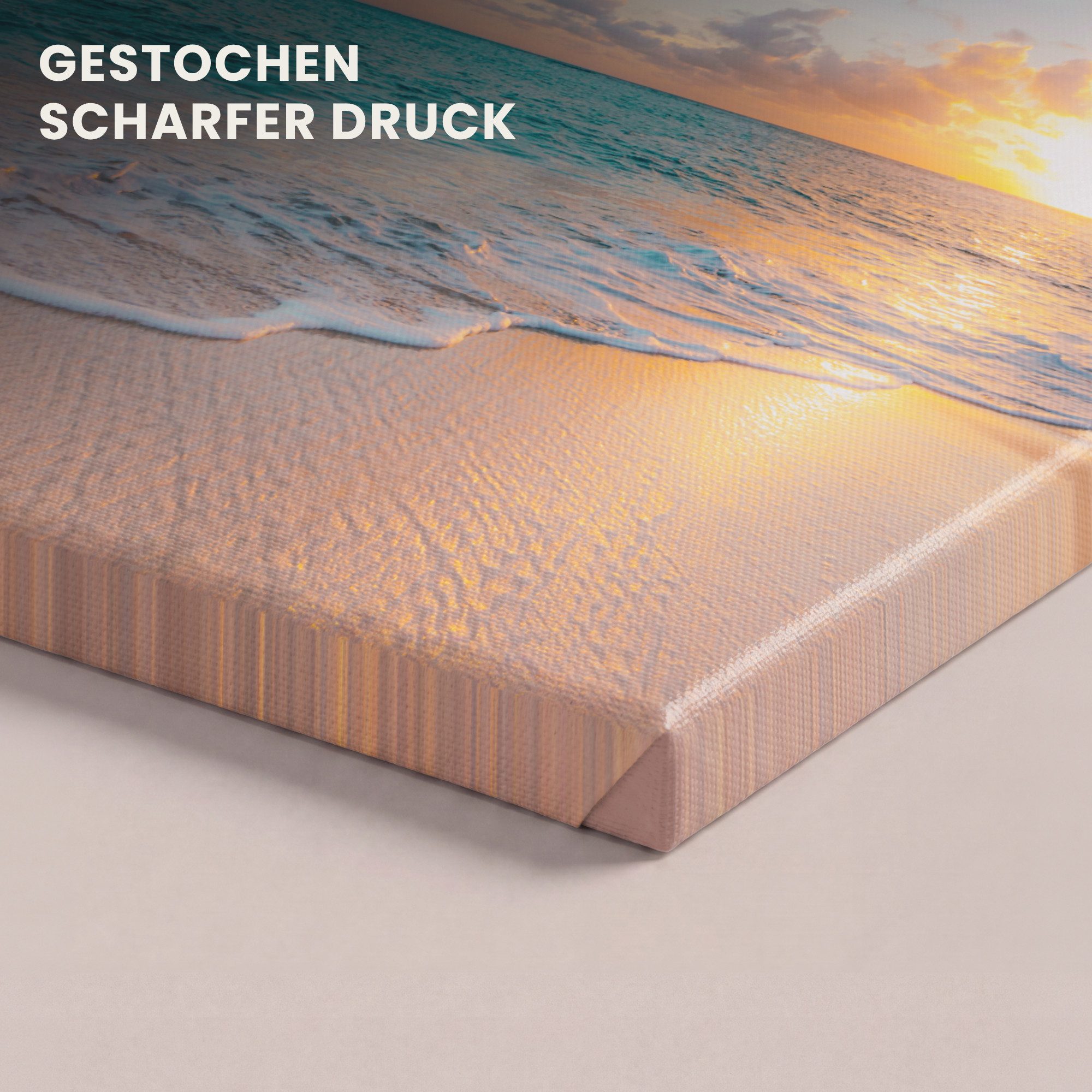 OneMillionCanvasses® Leinwandbild Sonnenuntergang - Strand - Meer - Sommer - Blau, Fotodruck (1 St), Leinwand Bilder Klein, Wand Dekoration Aesthetic 30x20 cm – Bild 3 von 5