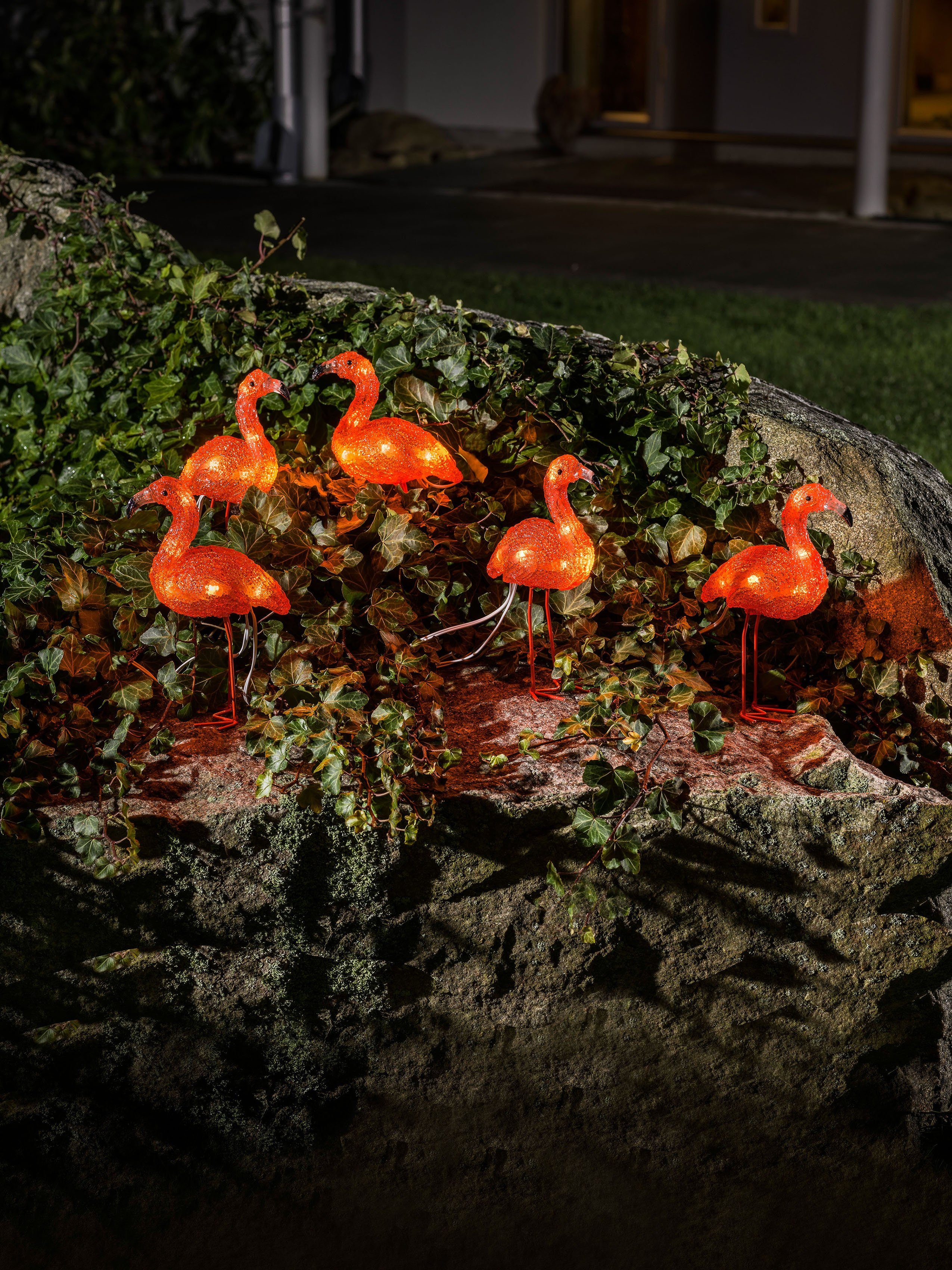 KONSTSMIDE Weihnachtsfigur (1 St), LED Acryl Flamingos, 5er-Set, 40 bernste günstig online kaufen