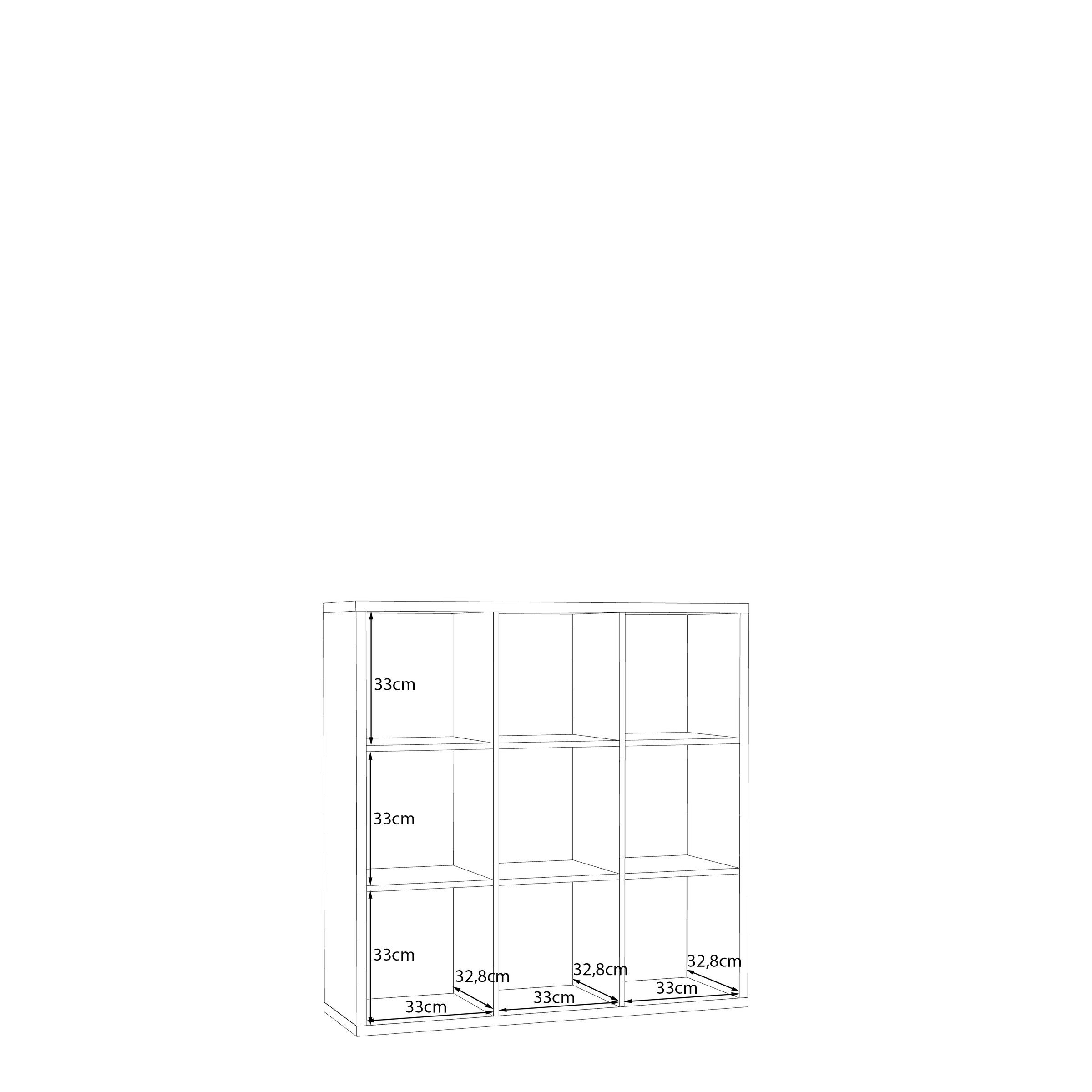 freiraum Raumteilerregal MAURO, 9 Fächer, Betonoptik Lichtgrau - 107,2x107,3x32,9cm (BxHxT)