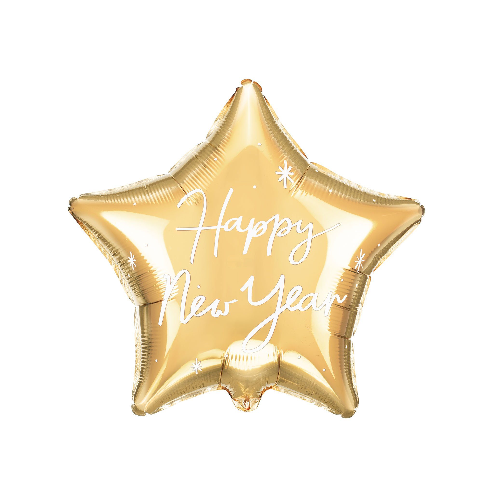 partydeco Luftballon, Folienballon Stern mit Schriftzug Happy New Year 38x44cm Gold