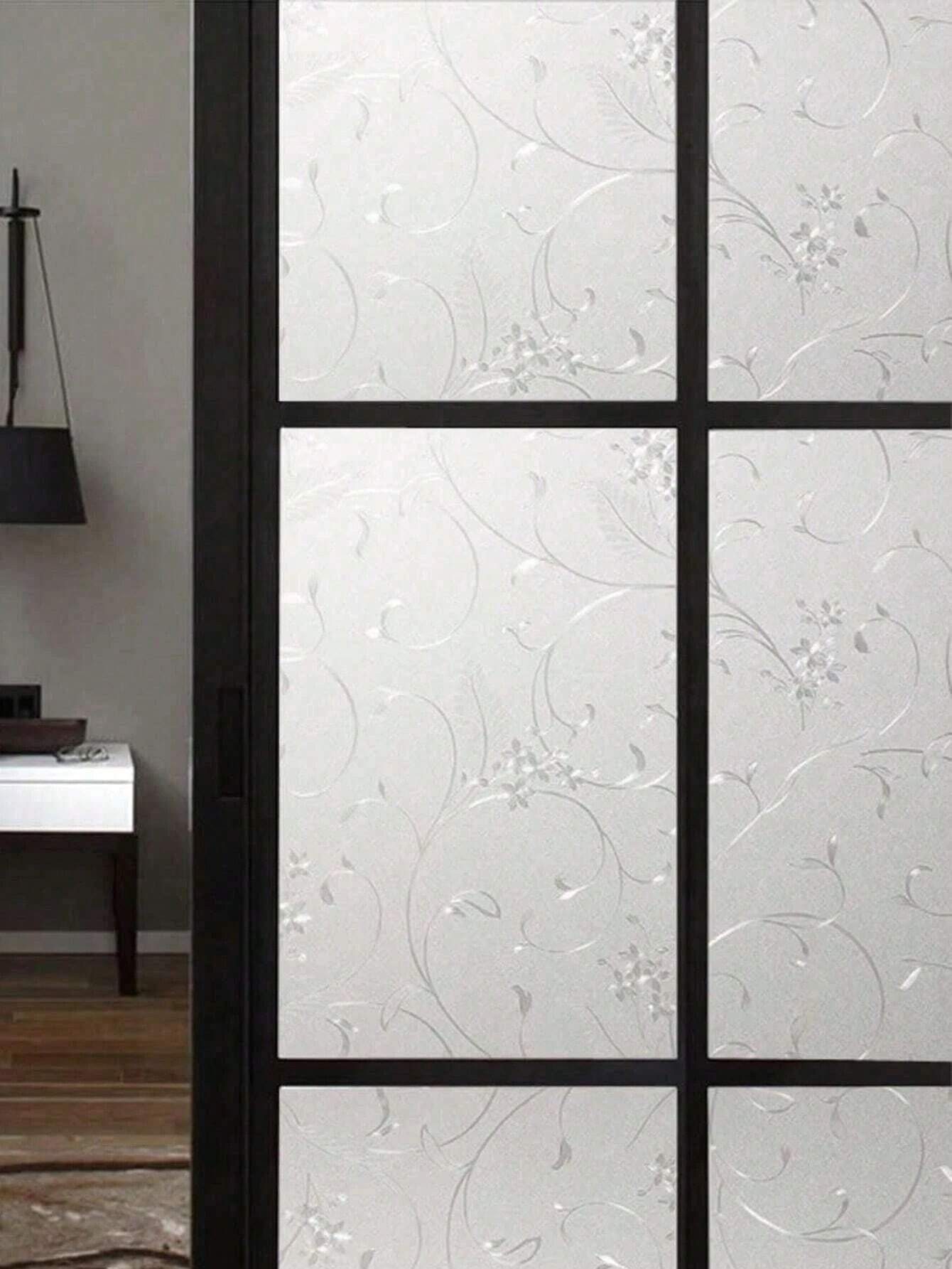 HomeBella Fensterfolie Fensterfolie Blumen Design selbsthaftend, Blickdichte Sichtschutzfolie mit UV Schutz