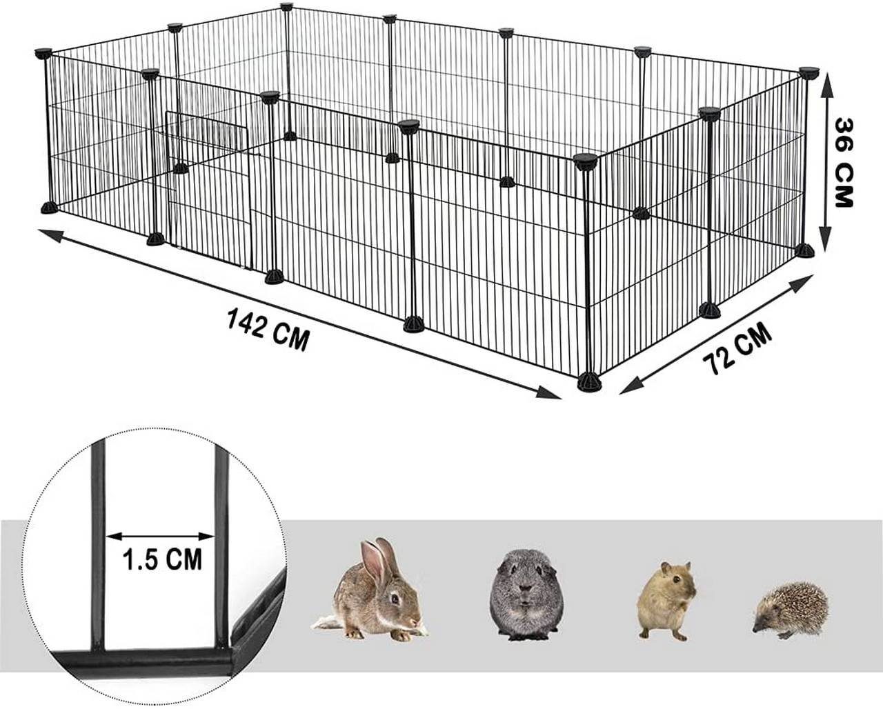 EUGAD Freigehege, Innengehege, mit Tür DIY 12 Platten, 142x36x72cm