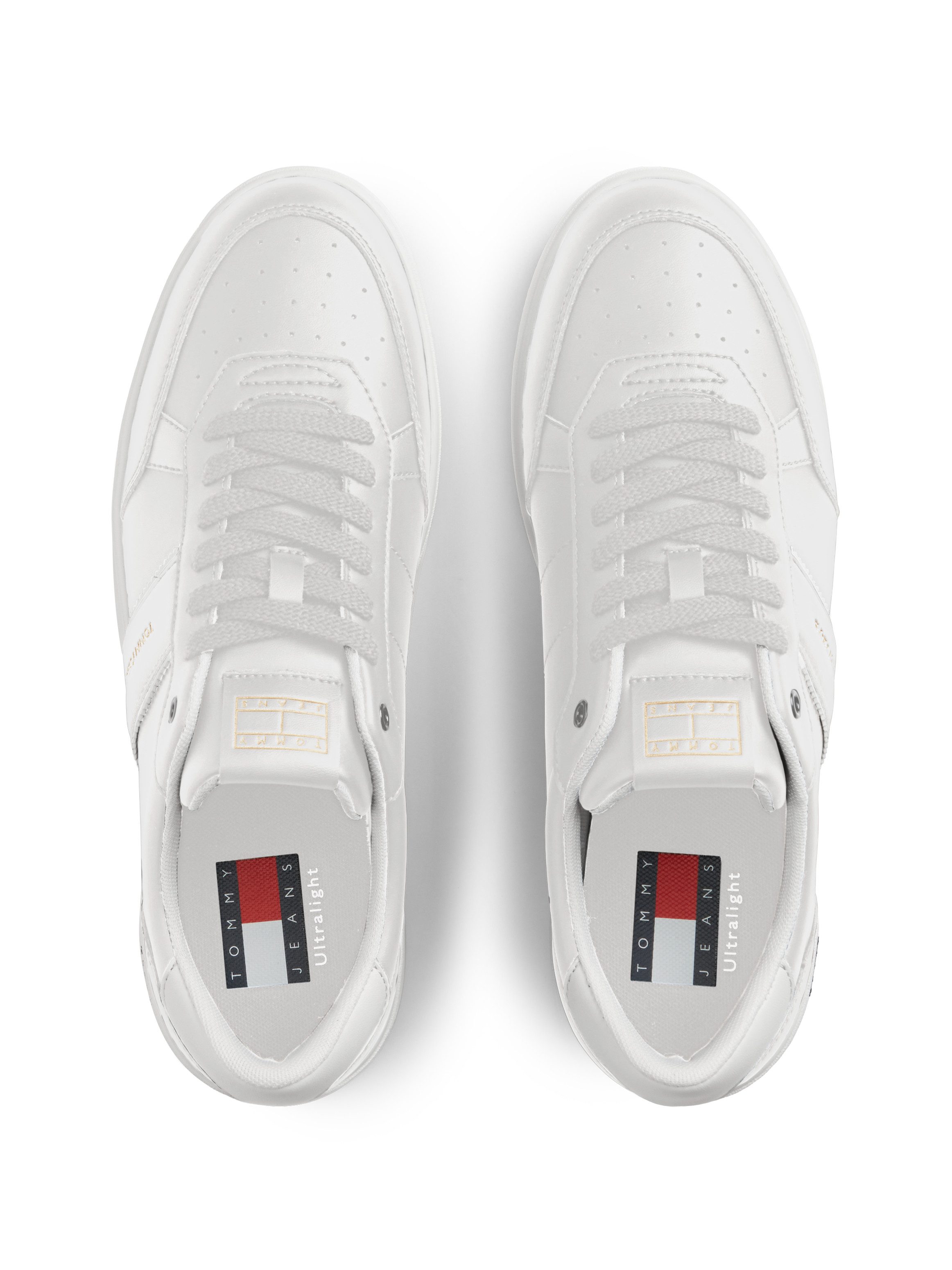 Tommy Jeans LIGHTWEIGHT FLAG LEATHER COURT Sneaker Freizeitschuh, Halbschuh, Schnürer mit Logoflagge im Plateau – Bild 5 von 5