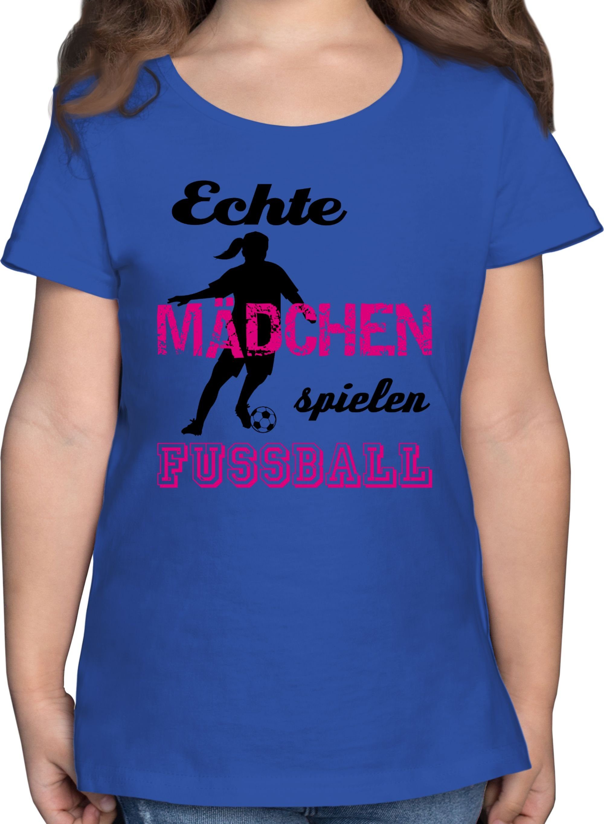 Shirtracer T-Shirt Echte Mädchen spielen Fußball - Schwarz Kinder Sport Kleidung