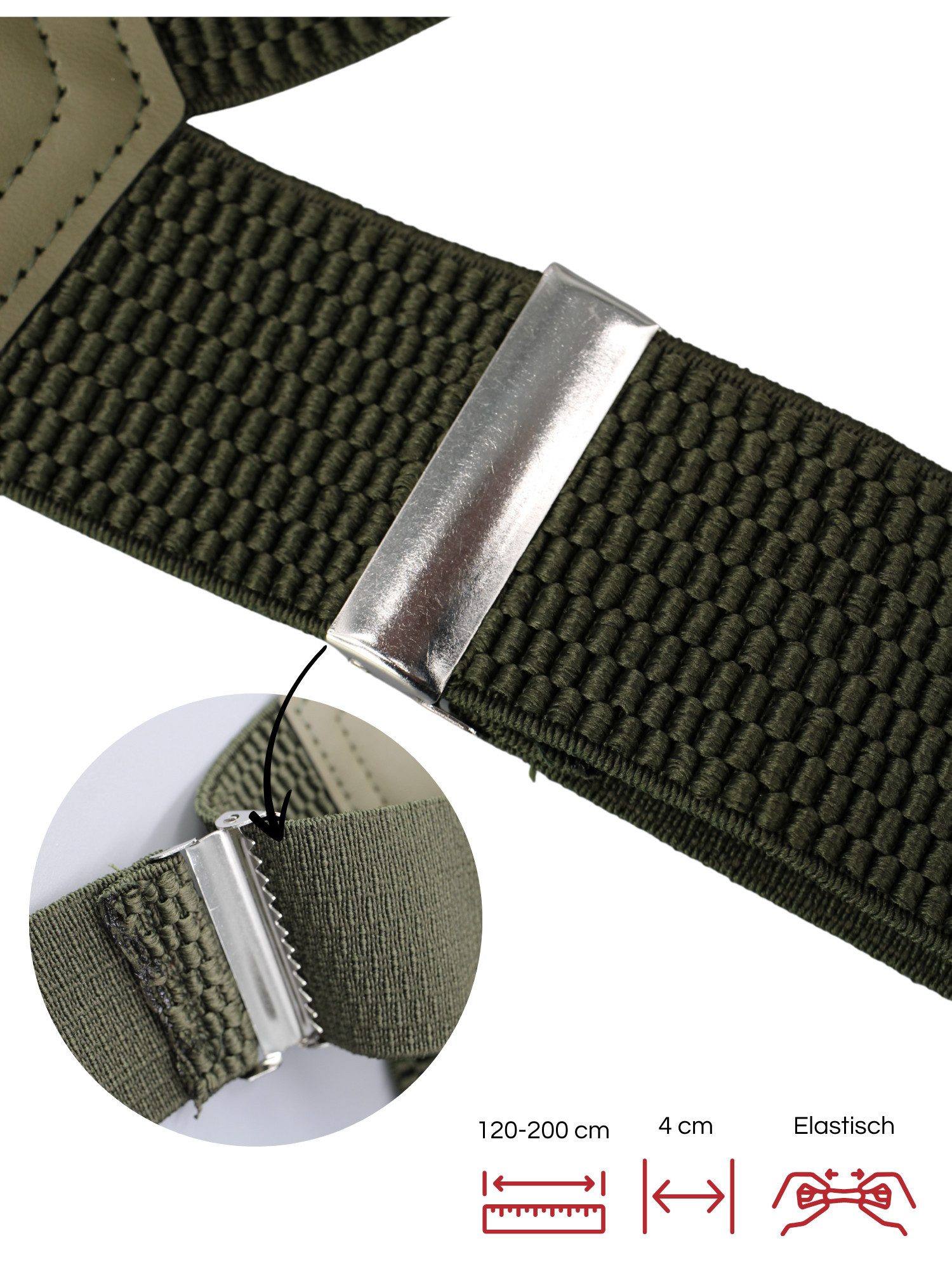 ANTALUX Hosenträger Y-Form – Elastisch & Verstellbar - Breite 4 cm, mit Metallclips 14 verschiedene Farben – Bild 4 von 4