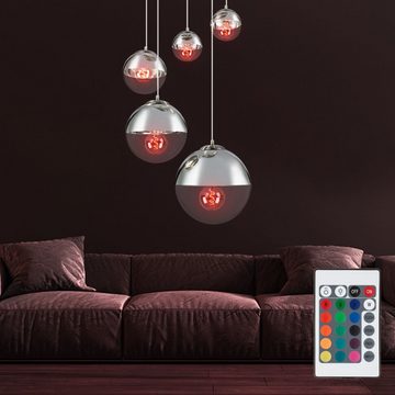 etc-shop LED Pendelleuchte, Leuchtmittel inklusive, Warmweiß, Farbwechsel, Decken Leuchte Strahler Wohn Zimmer Fernbedienung Hänge Lampe