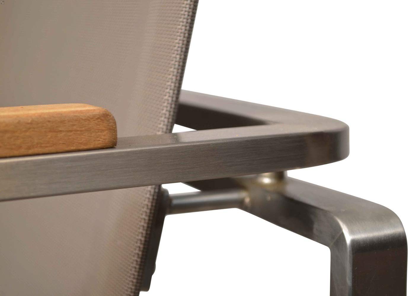 Kai Wiechmann Gartenstuhl Teak Edelstahl Stapelstuhl, moderner Edelstahl Stapelsessel, rostfreier und langlebiger Edelstahl Outdoor Stuhl