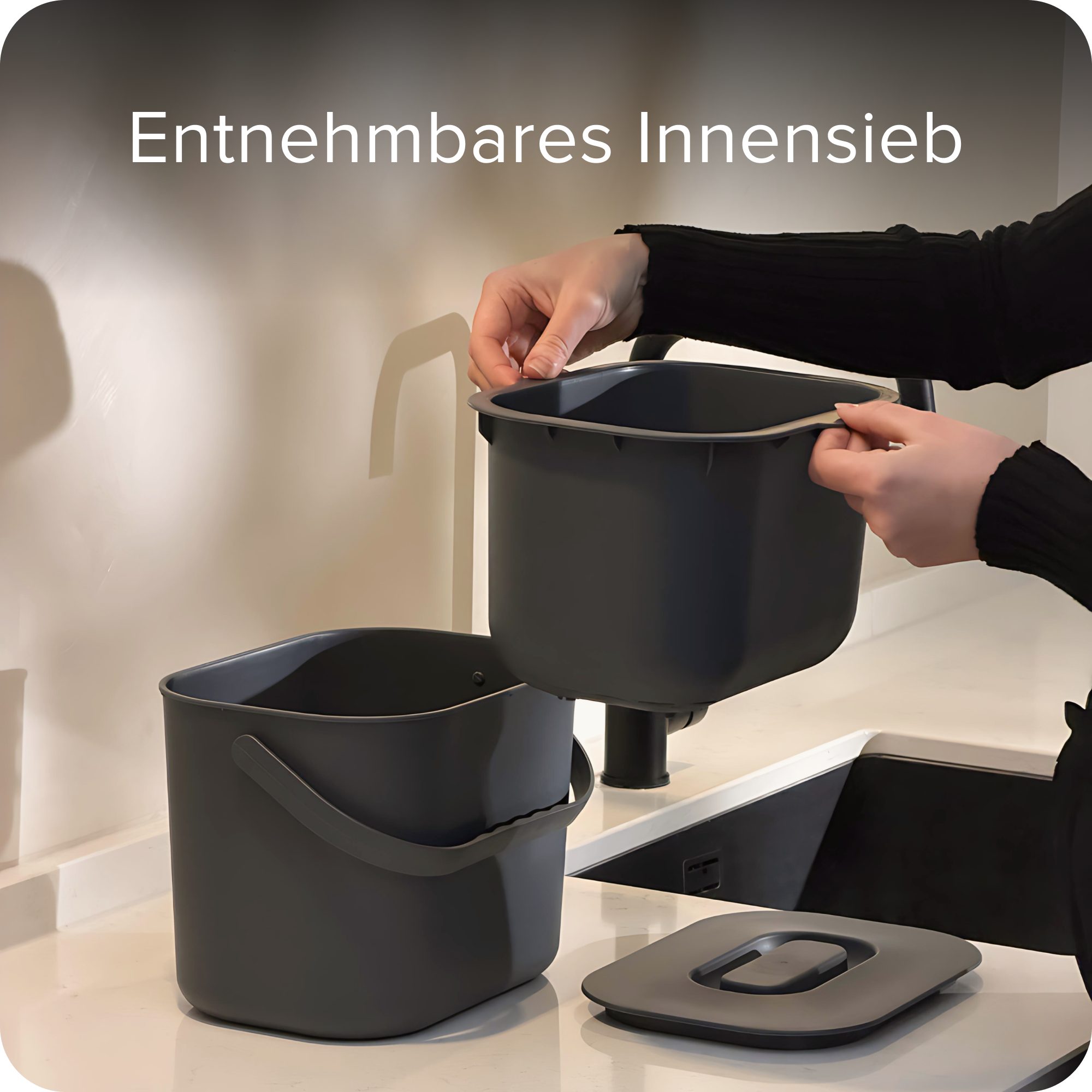 blackswedenhome. Biomülleimer Biomülleimer Küche - 7L - Design Komposteimer mit Innensieb, Geruchsdicht, Modernes Design