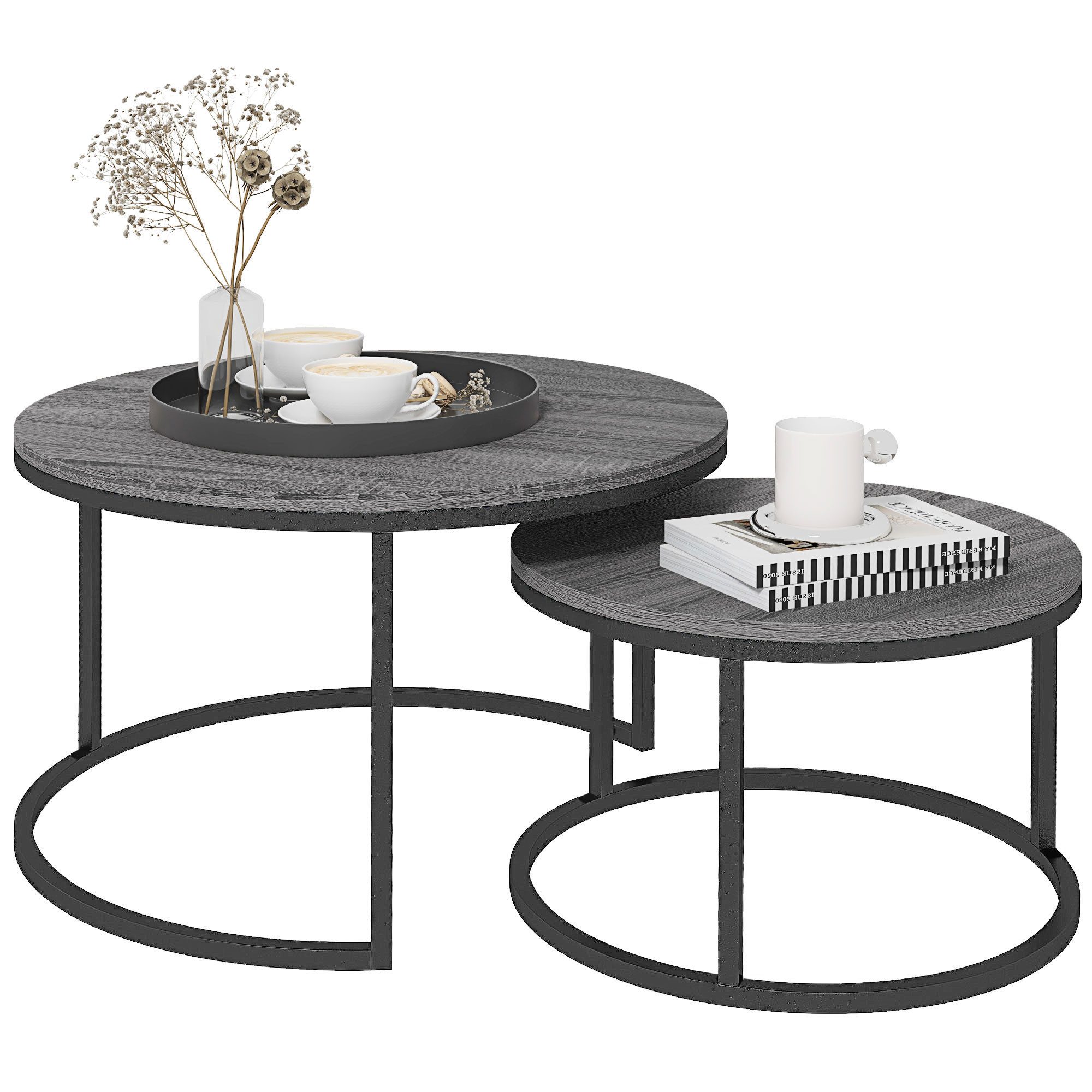 HOMCOM Couchtisch 2er Set, stapelbar, in günstig online kaufen