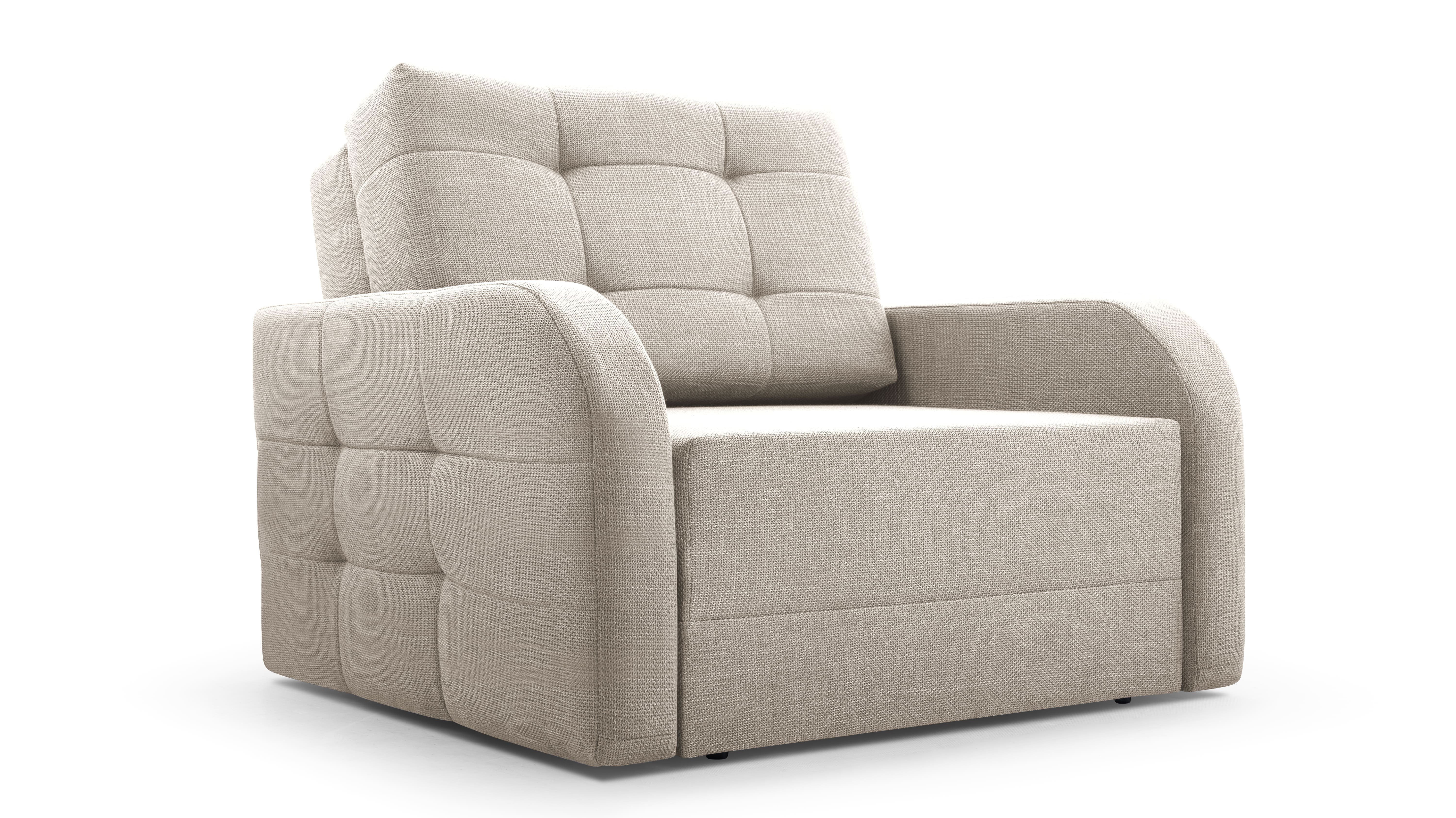 MOEBLO Kindersofa Porto 80, Schlafsessel Sofa Sessel, mit Schlaffunktion, mit Bettkasten Beige - BRAGI 28