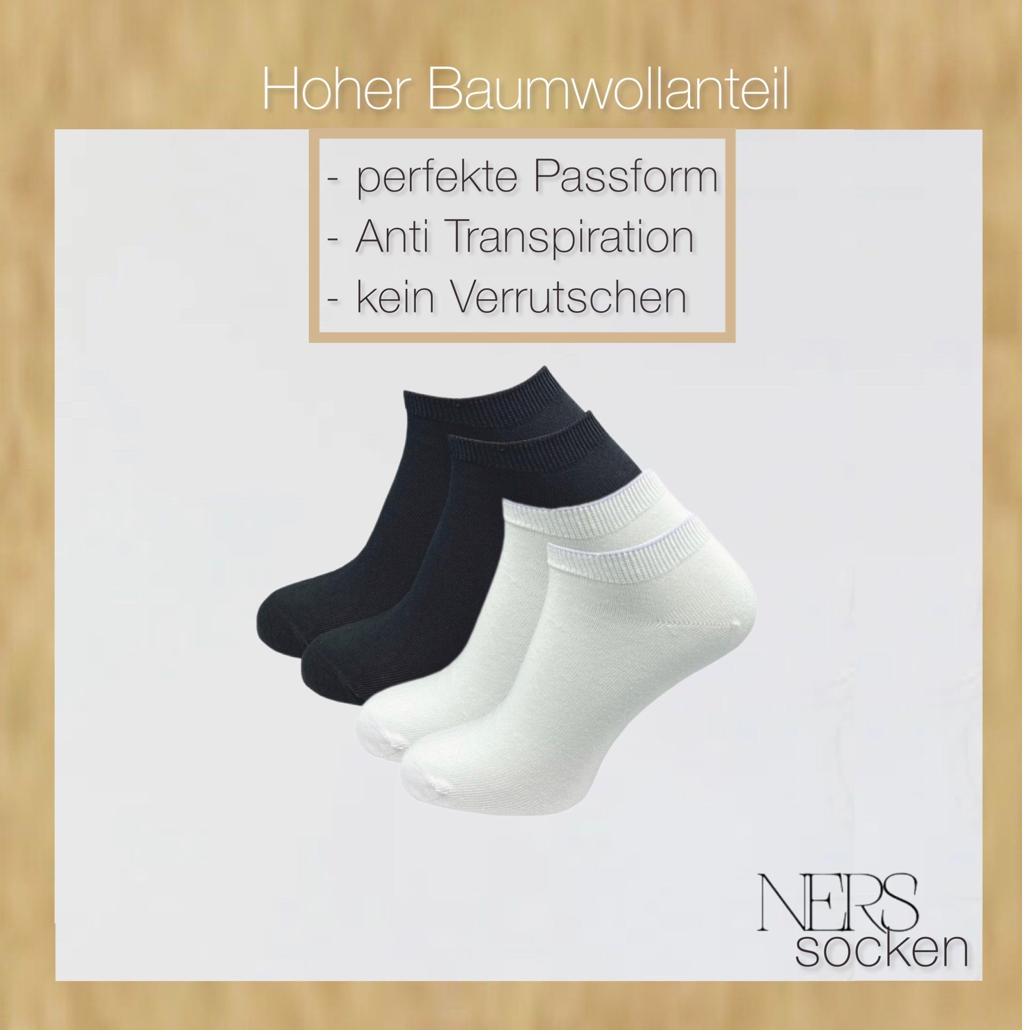 NERS Sneakersocken für Herren Bündchen Baumwolle mit Damen Paar) und Schwarz&Weiß (6-Paar, aus 6