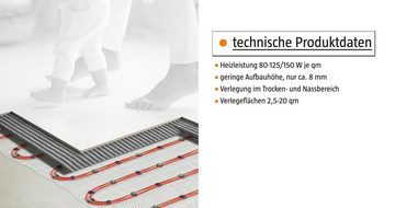 bella jolly Fußbodenheizung Vario-Heat Hybrid 5,0qm (2x 3,1m x 0,8m), 750W / 400W, Länge: 2x3,1m