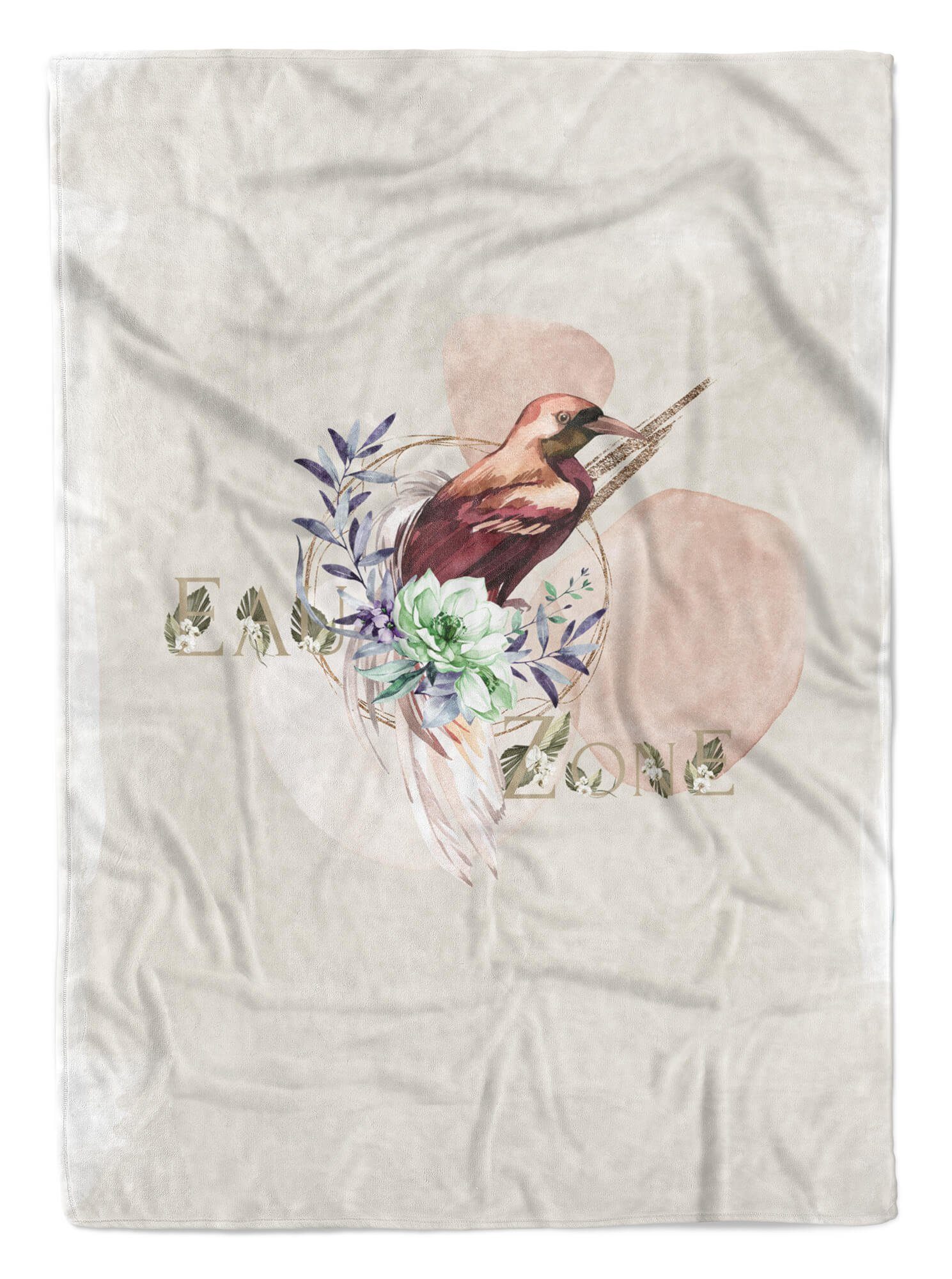 Kunstvoll (1-St), Kuscheldecke Blumen Sinus Baumwolle-Polyester-Mix Duschhandtu, Handtücher Motiv Art Handtuch Vogel Strandhandtuch schönes Saunatuch Handtuch