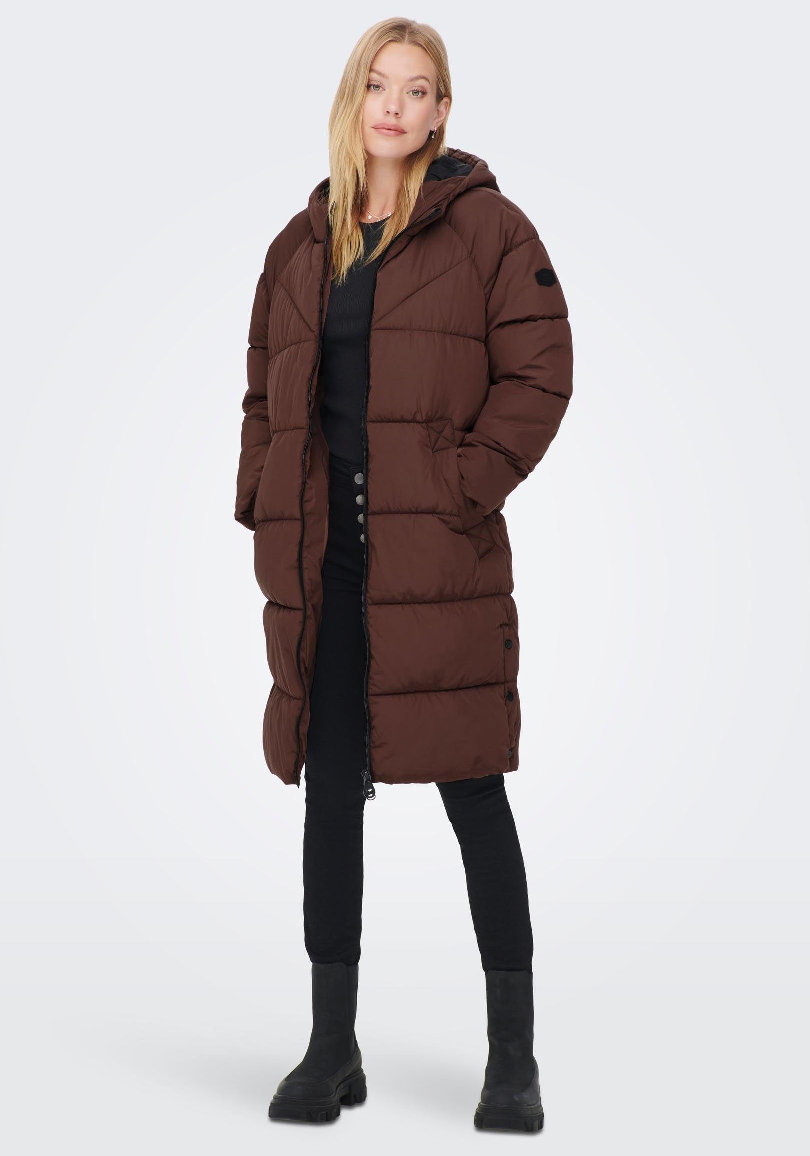 ONLY Steppmantel ONLAMANDA LONG Kapuze Chestnut PUFFER mit COAT