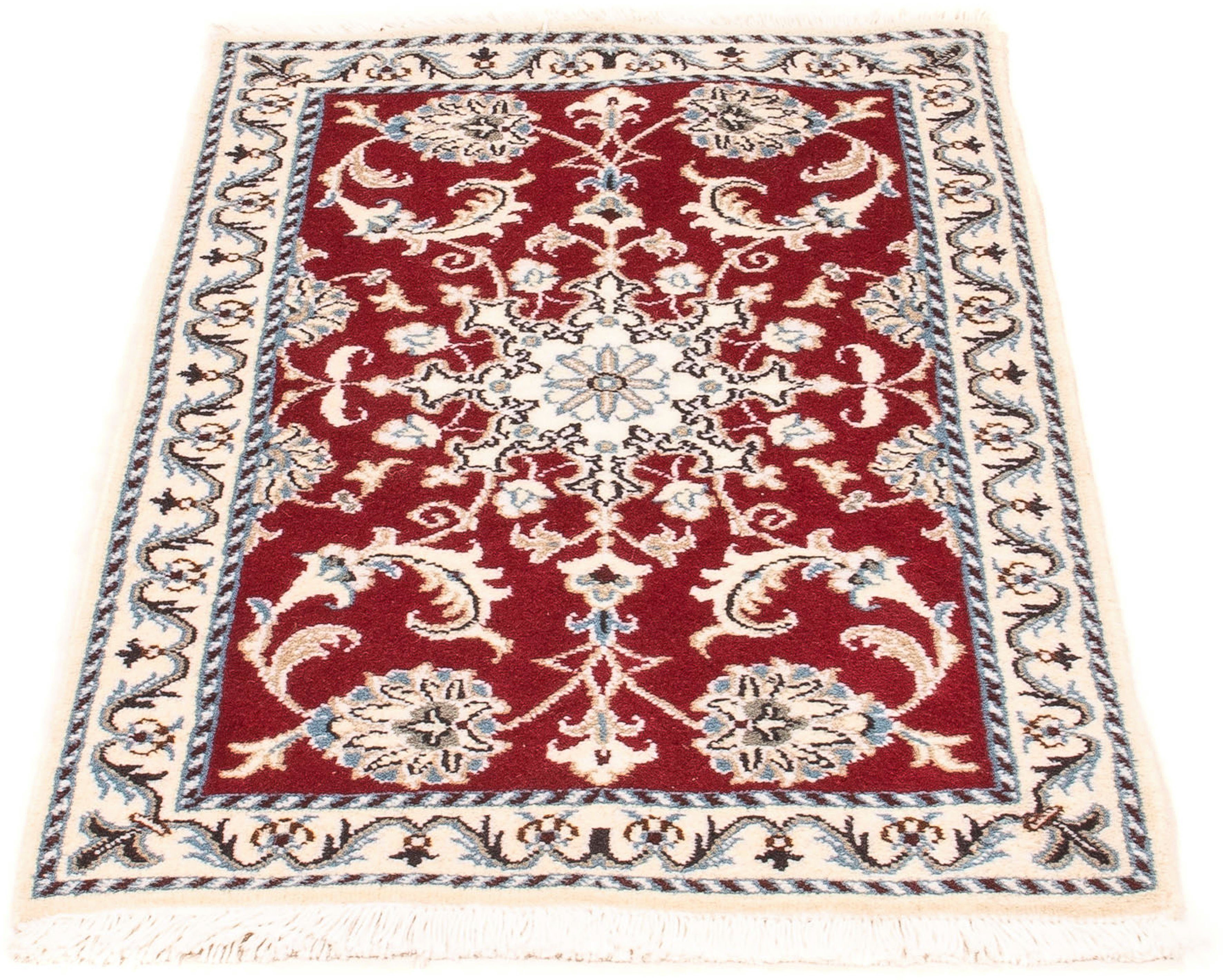 Orientteppich Perser - Nain - Royal - 100 x 60 cm - dunkelrot, morgenland, rechteckig, Höhe: 10 mm, Wohnzimmer, Handgeknüpft, Einzelstück mit Zertifikat