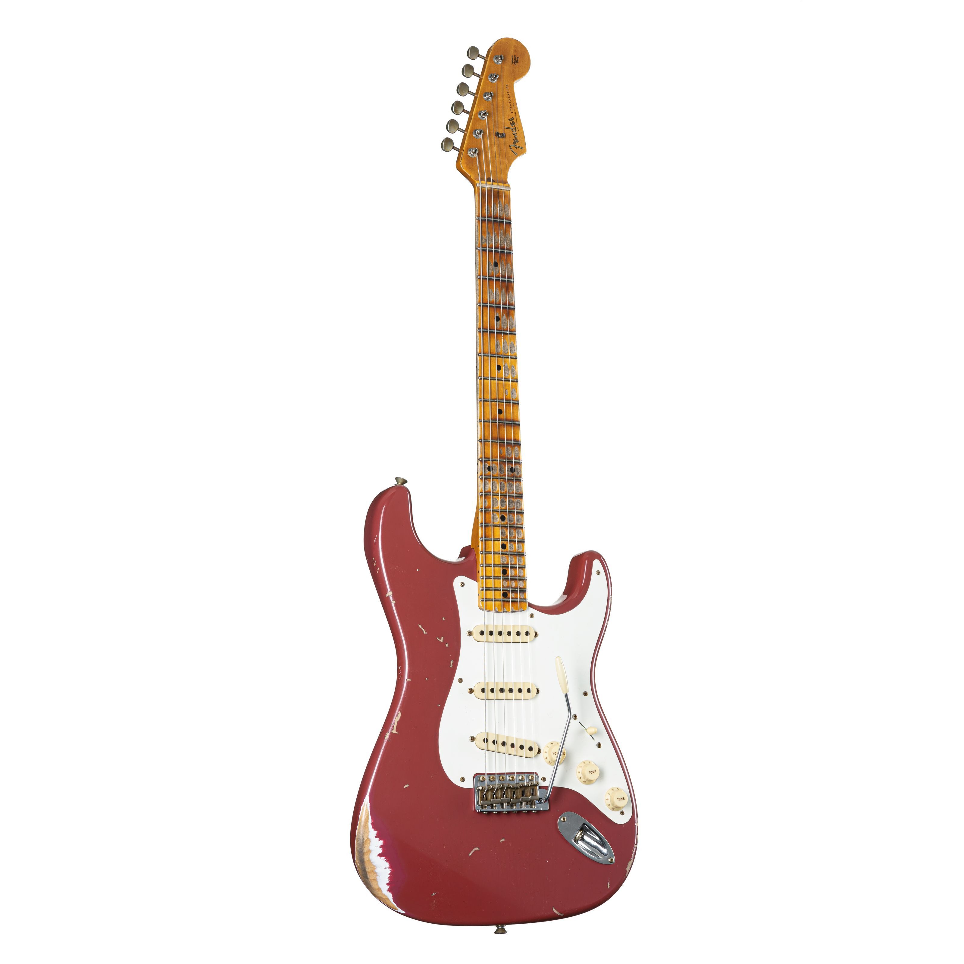 Fender E-Gitarre, E-Gitarren, Premium-Instrumente, 1957 Stratocaster Heavy Relic Faded Aged Cimarron Red - Custom