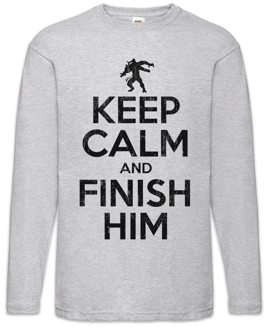 Langarmshirt Keep Calm And Finish Him Langarm T-Shirt Mortal Fun Raiden Kombat Goro