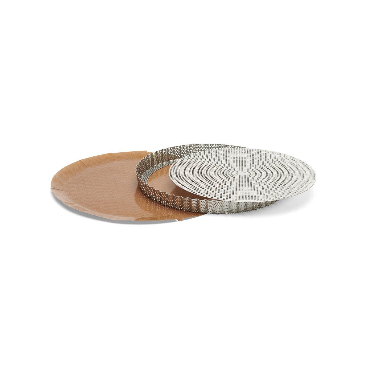 de Buyer Backform Air-System, Tarteform 28 cm mit Backtrennfolie - Edelstahl gelocht