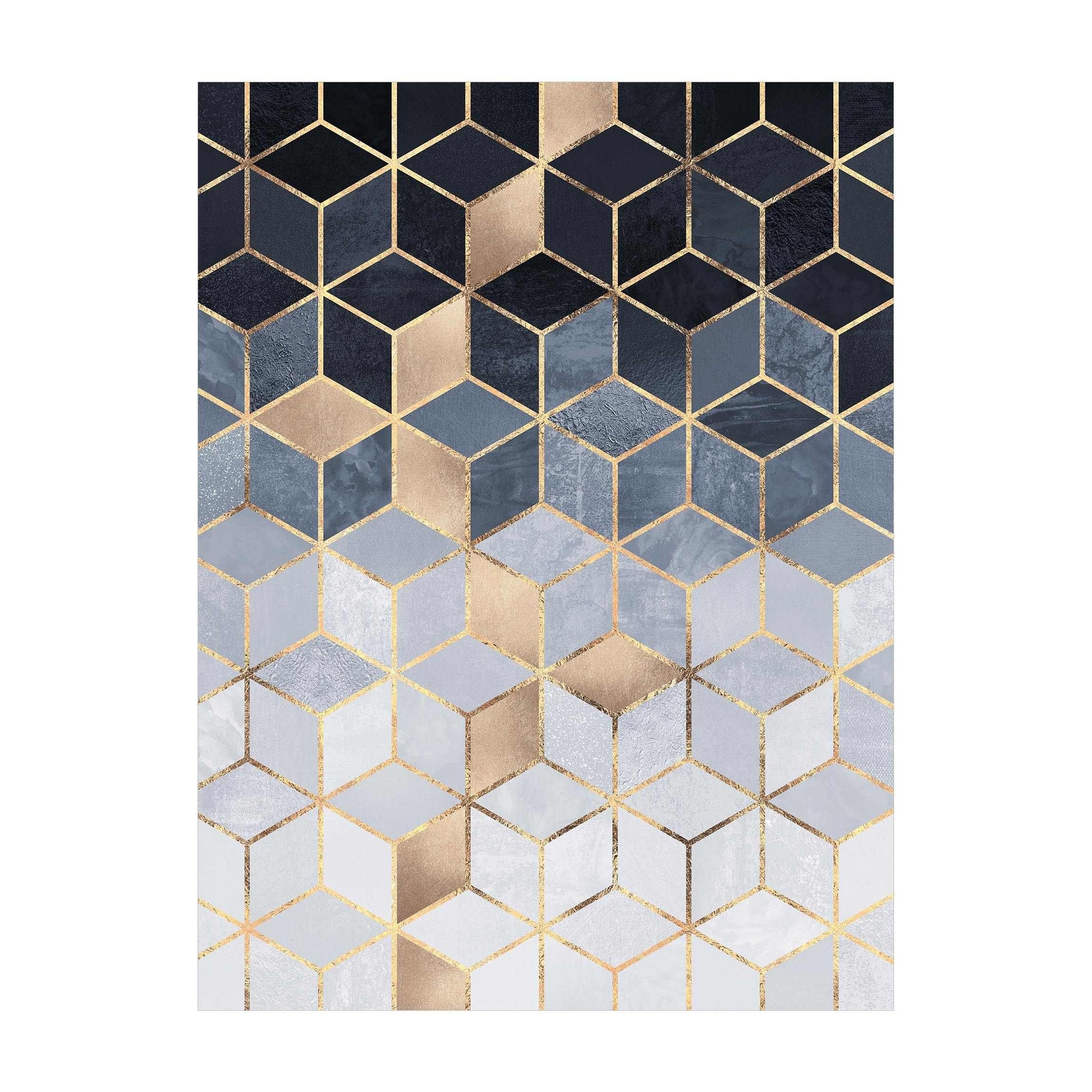 Bilderdepot24 Teppich Vinyl Wohnzimmer Schlafzimmer Flur Küche 3D Abstrakt, rechteckig - gold glatt, nass wischbar (Küche, Tierhaare) - Saugroboter & Bodenheizung geeignet