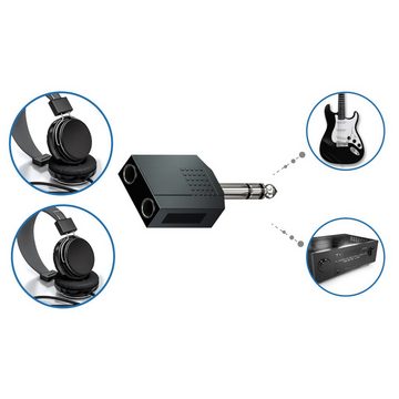 deleyCON deleyCON 2x 6,3mm Klinke Audio Adapter 6,3mm Klinke Stecker zu 2x Notebook-Adapter