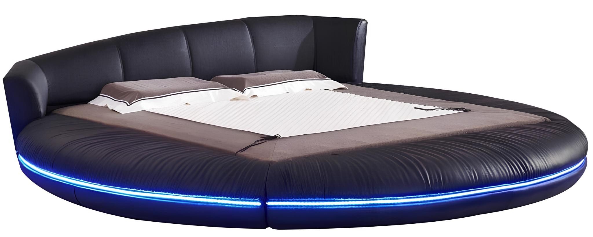JVmoebel Rundbett Rund Design Кровати Rundes Bett Doppel Hotel Gestell mit Led Sofort (1-tlg), Made in Europa