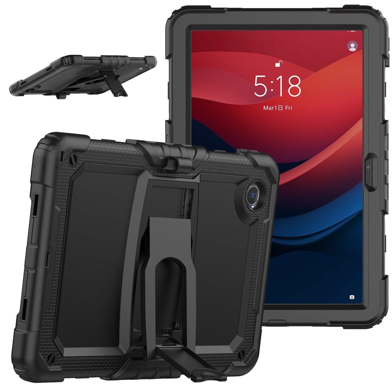 Wigento Tablet-Hülle Für Lenovo Tab M11 aufstellbare Silikon PC Hybrid Tasche mit Halterung