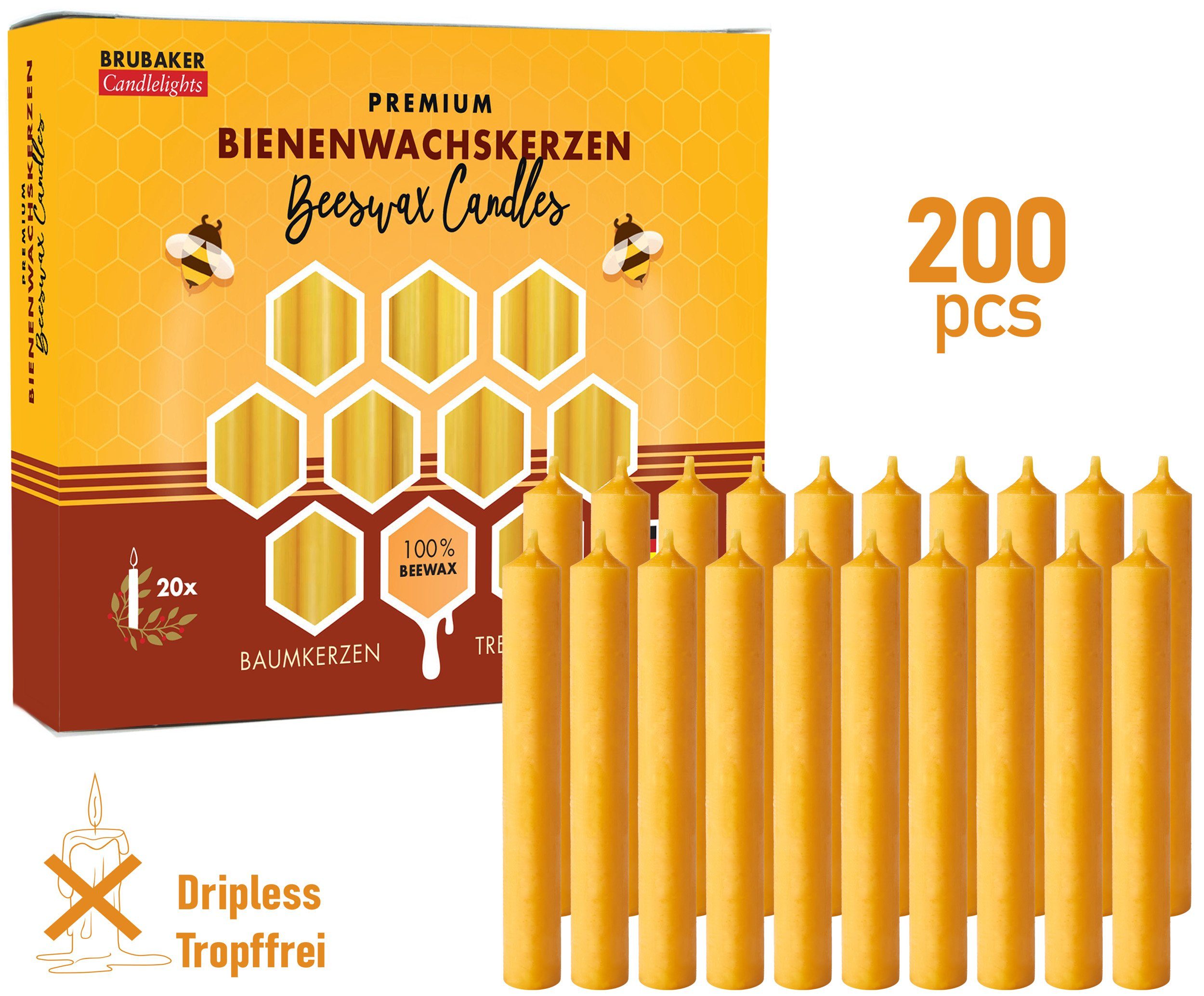 BRUBAKER Bienenwachskerze Honig-gelbe Baumkerzen aus echtem günstig online kaufen