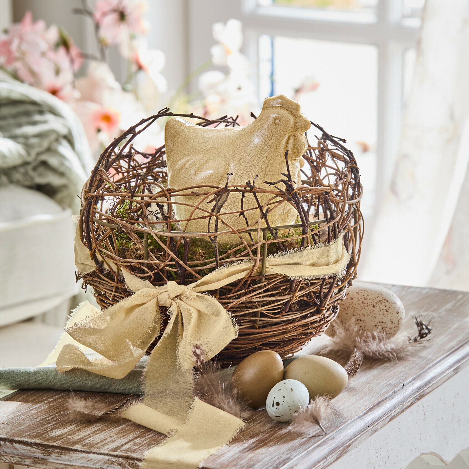 Mirabeau Osterfigur Deko-Huhn Roisenn beige
