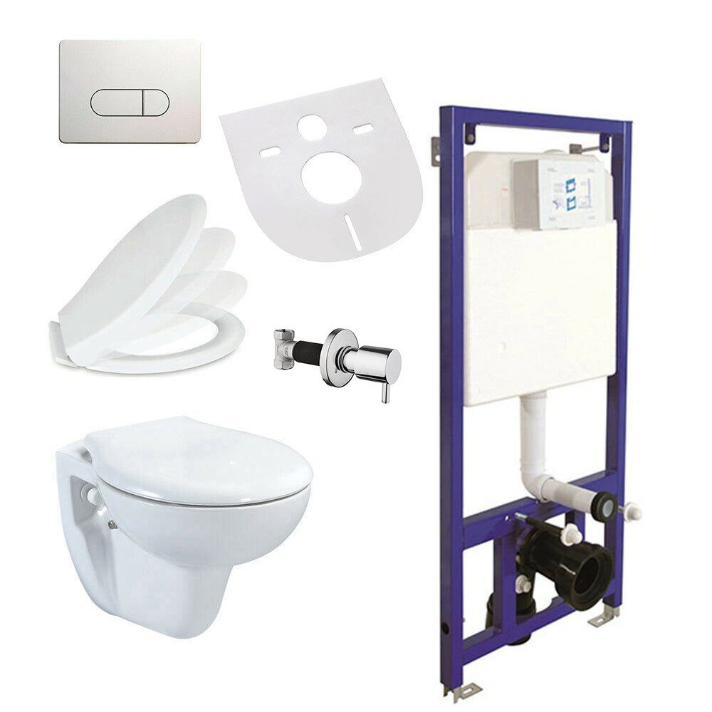 Belvit Tiefspül-WC BV-EW4001Komplett, wandhängend, Abgang waagerecht, Hygienedusche/Taharet
