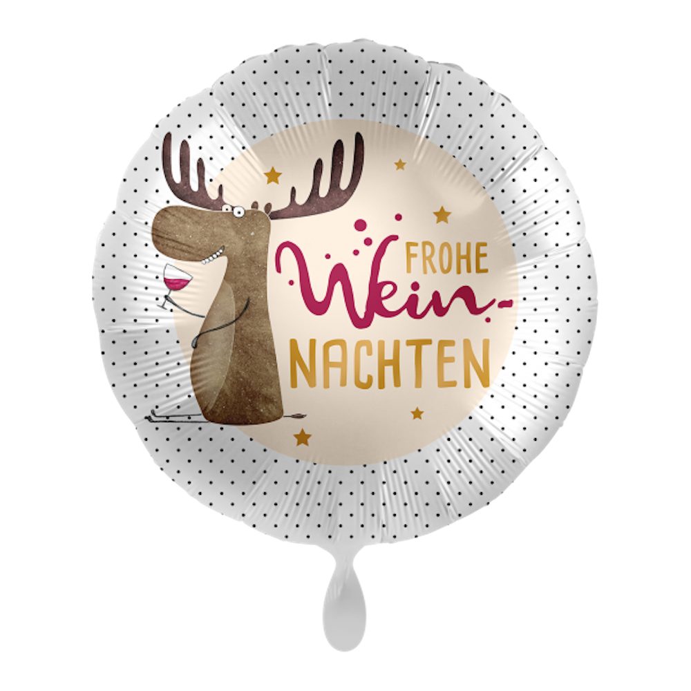 H-Erzmade Folienballon Folienballon - Frohe Wein-Nachten - Rentier mit We