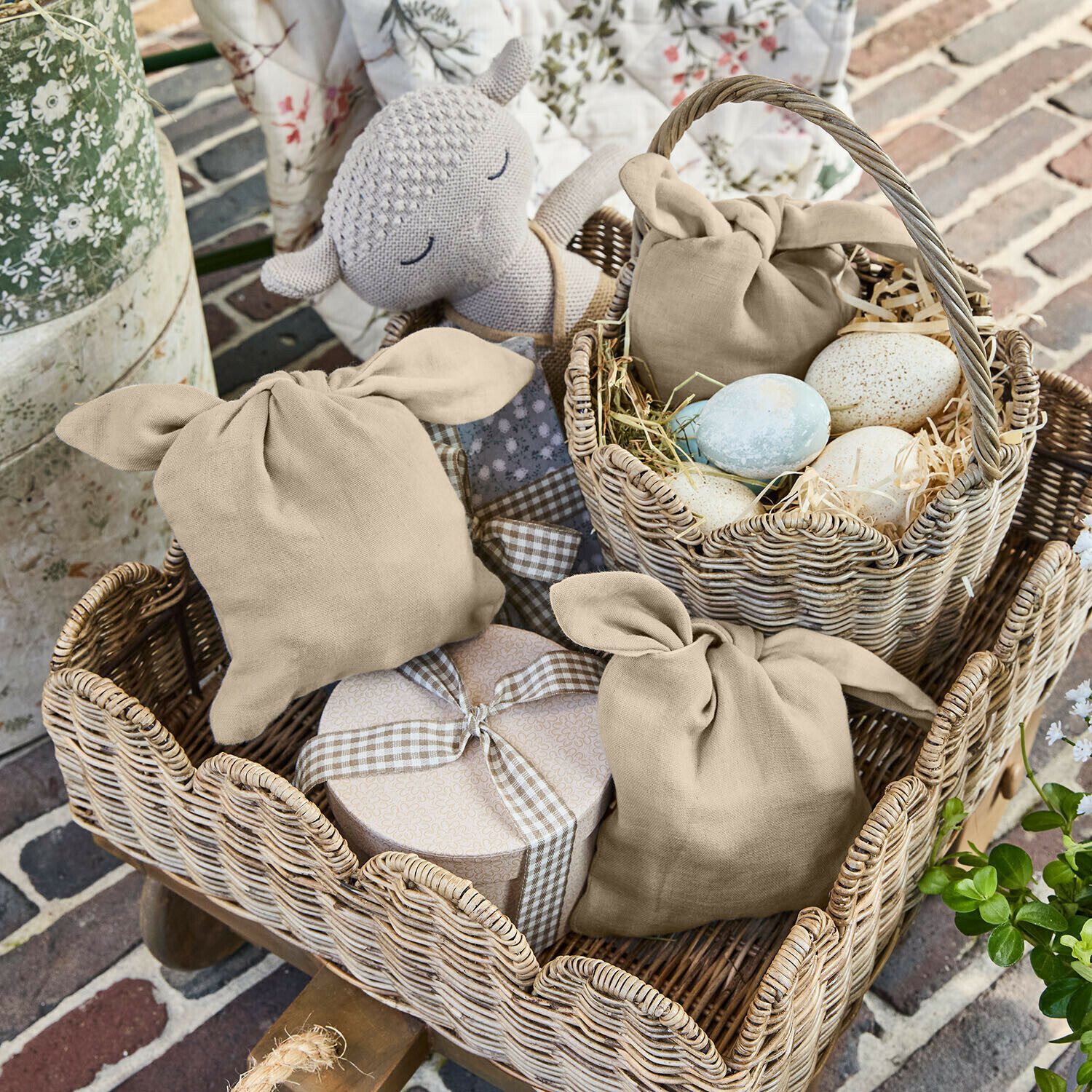 Mirabeau Geschenkband Säckchen 3er Set Snugglewood beige