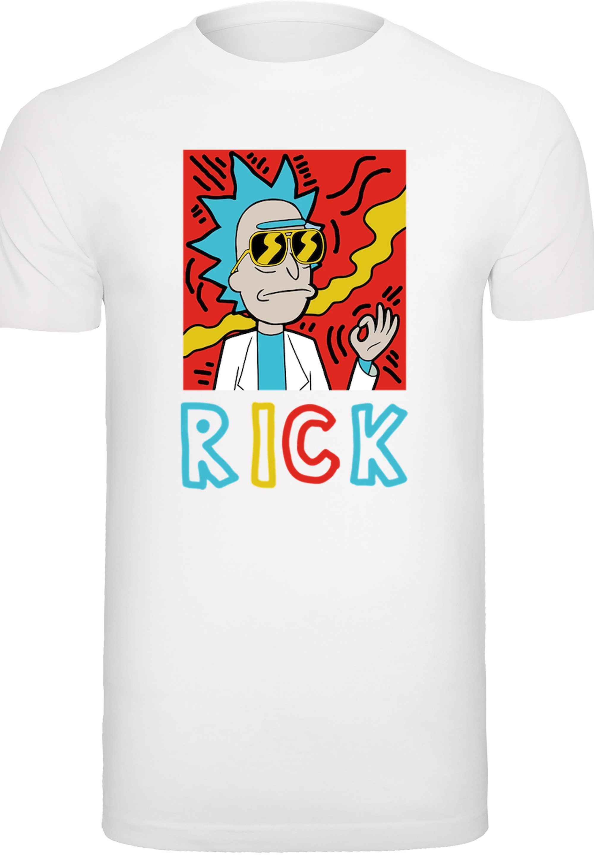 Herren,Premium F4NT4STIC Merch,Regular-Fit,Basic,Bedruckt - T-Shirt Rick Cool Morty Rick and weiß