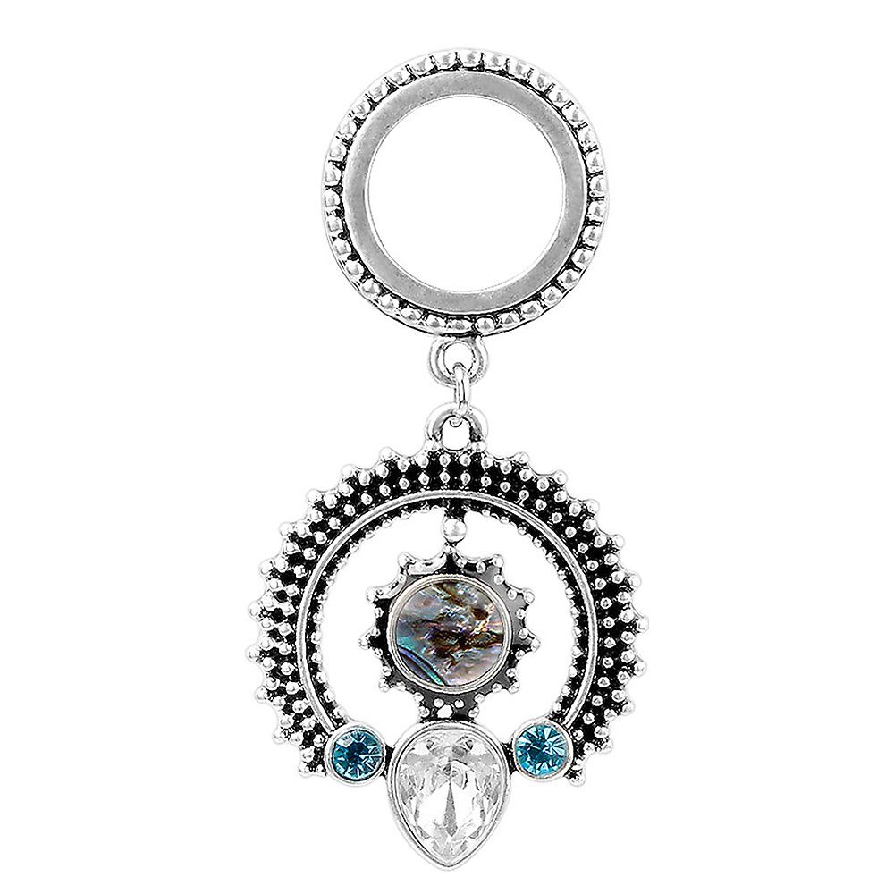 Taffstyle Plug »Piercing mit ovalen Kristall Perlmutt Anhänger«, Flesh