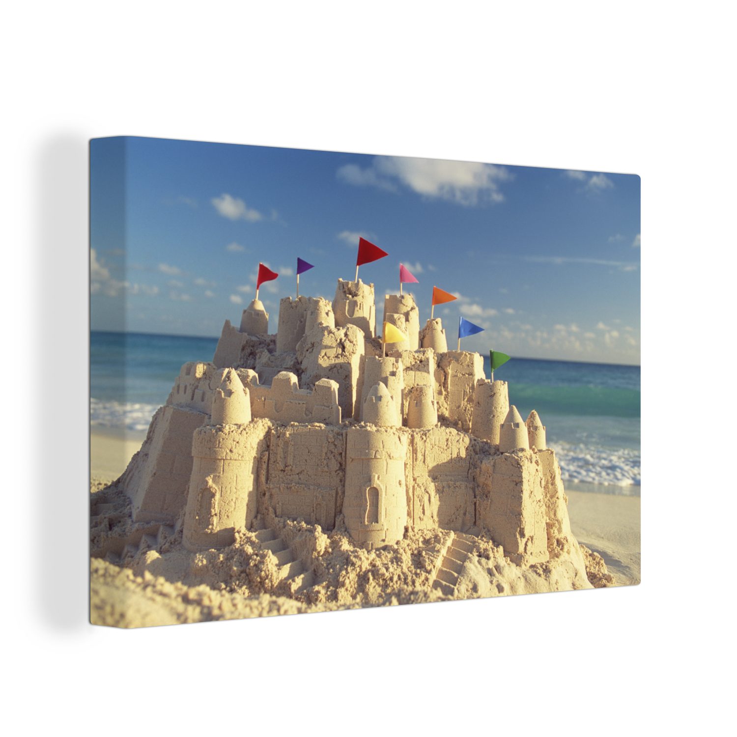 cm OneMillionCanvasses® 30x20 Sandburgen St), Leinwandbilder, am Strand, Leinwandbild Aufhängefertig, Wandbild (1 Wanddeko,