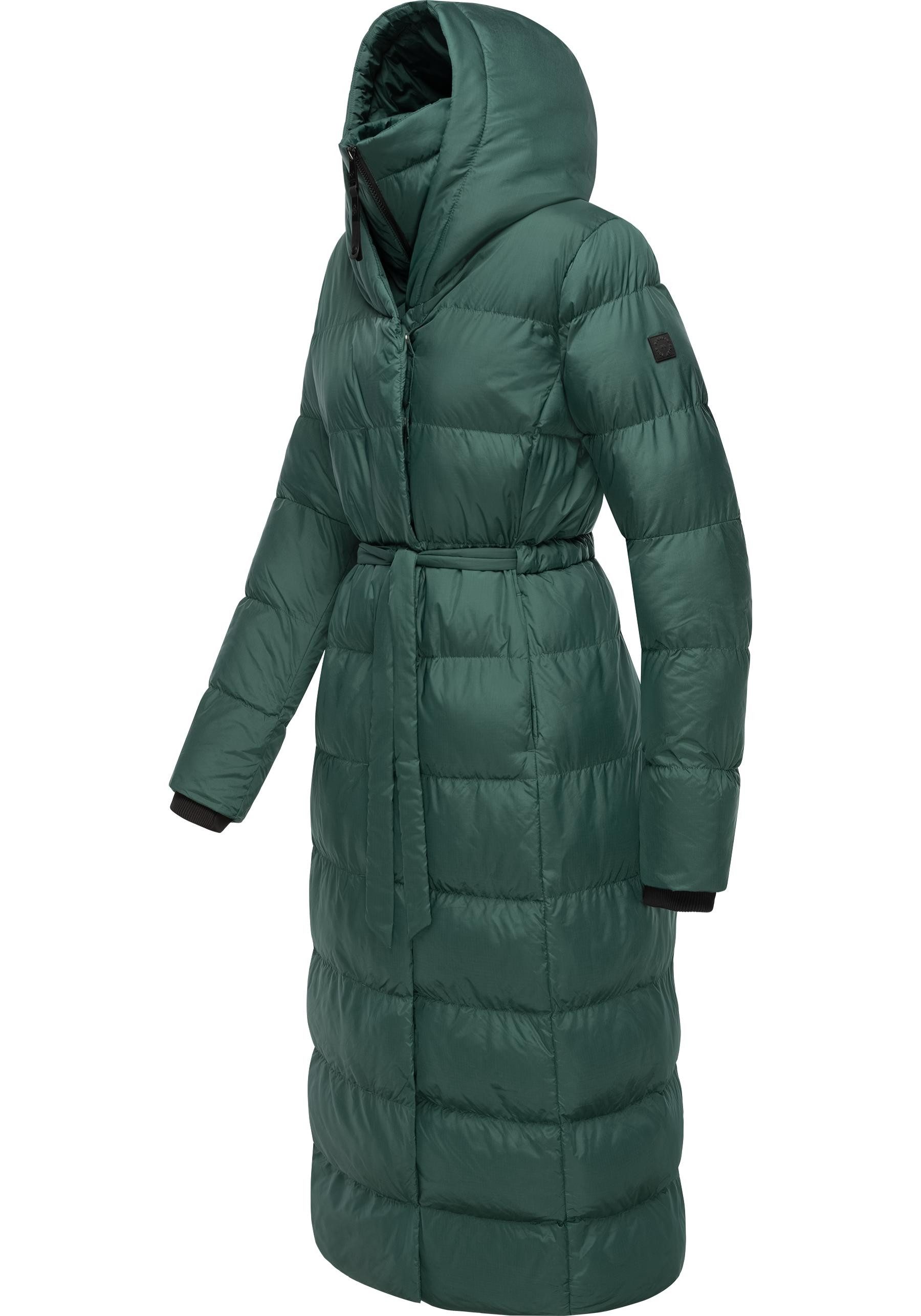 Ragwear Steppmantel Niara Long Gesteppter langer Damen Mantel mit Bindeband