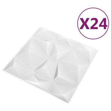 vidaXL Wandpaneel 3D-Wandpaneele 24 Stk 50x50 cm Diamantweiß 6 m²