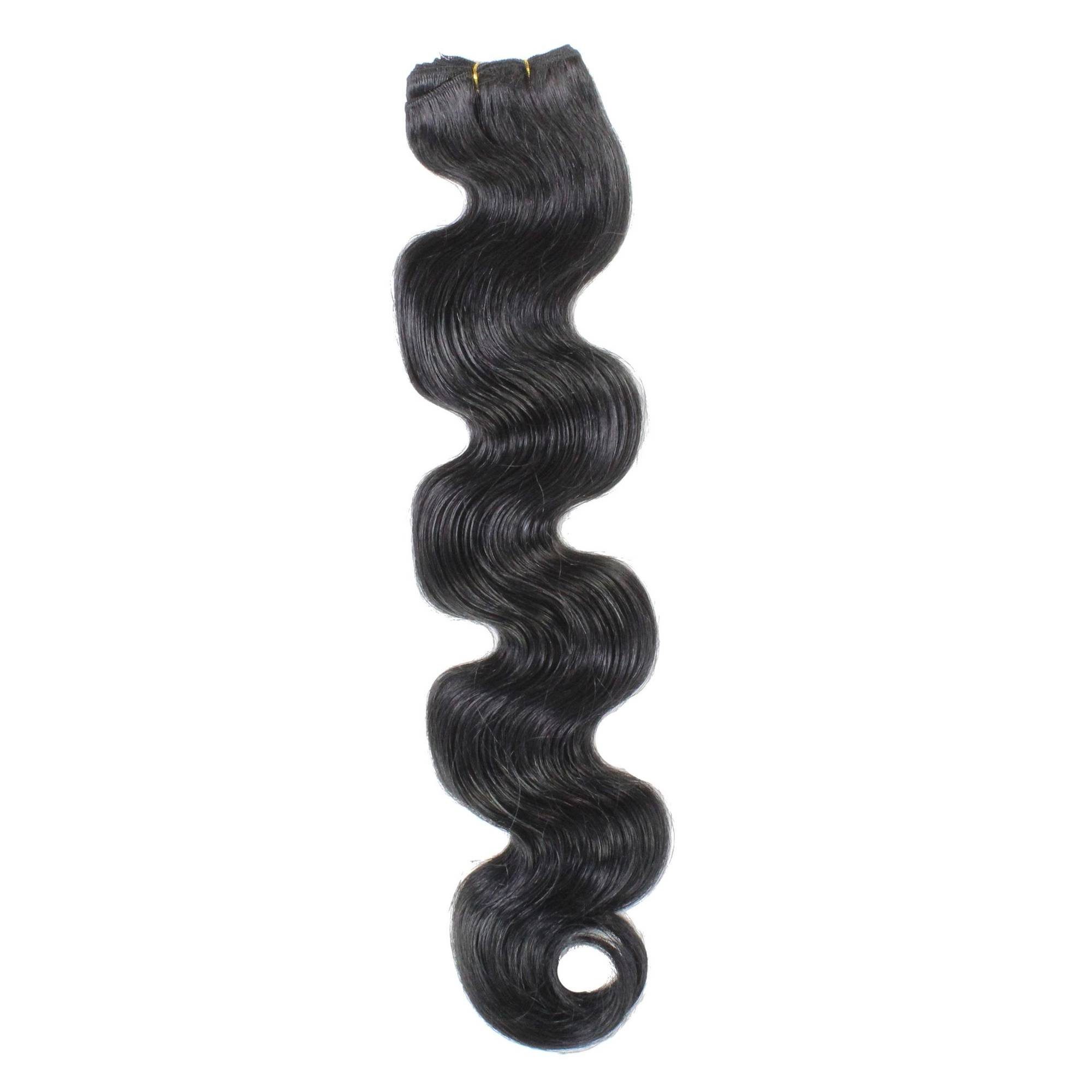 hair2heart Echthaar-Extension Gewellte Echthaartresse #2/0 Schwarz 60cm