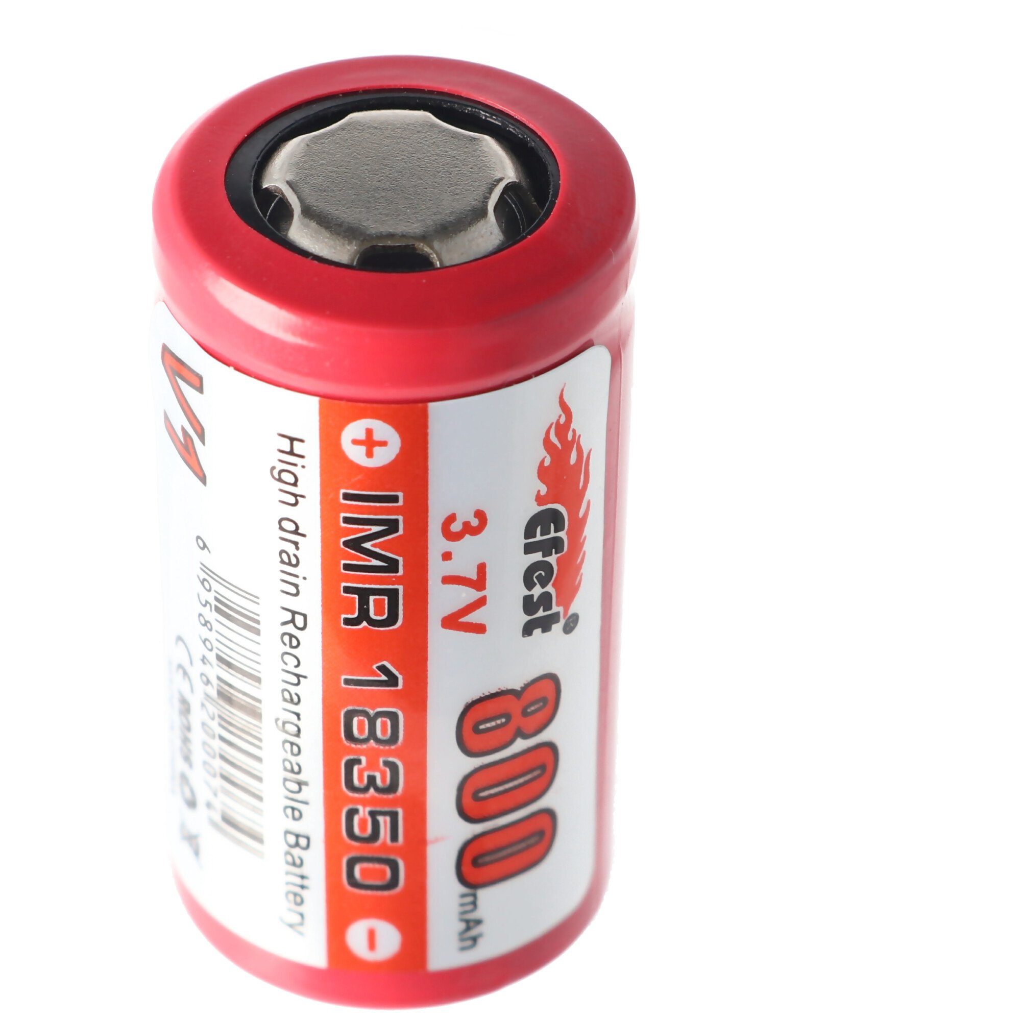 EFEST Efest IMR 18350 V1 - 800mAh 3,7V Li-Ion 34,85x18,3mm mit Pluspol flac Akku 800 mAh (3,7 V)